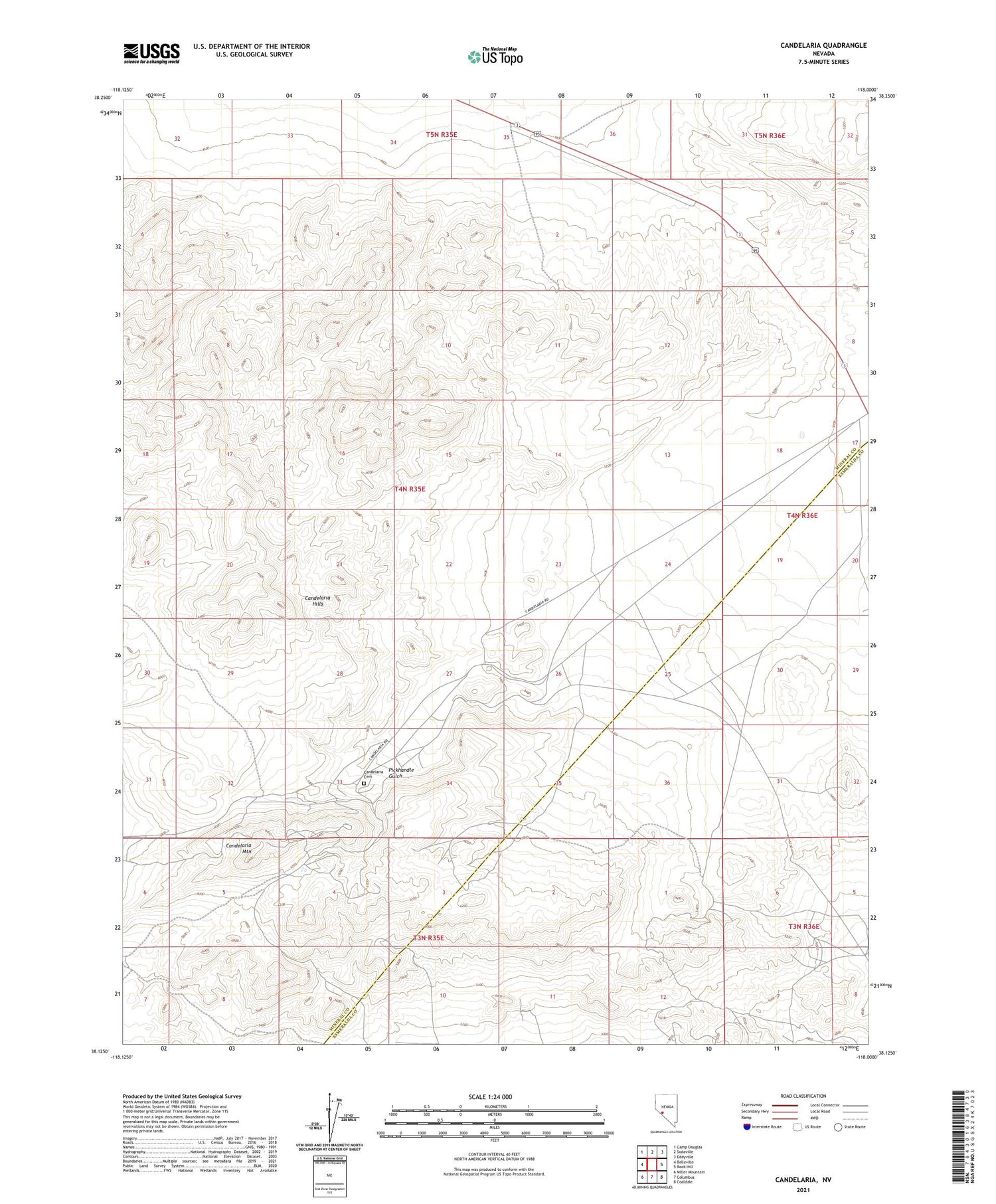 Candelaria Nevada US Topo Map Image