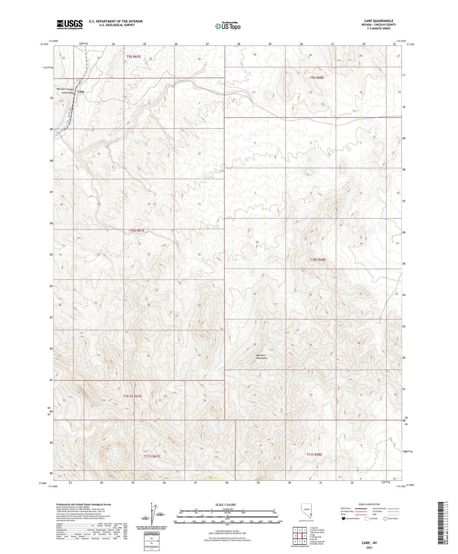 Carp Nevada US Topo Map Image