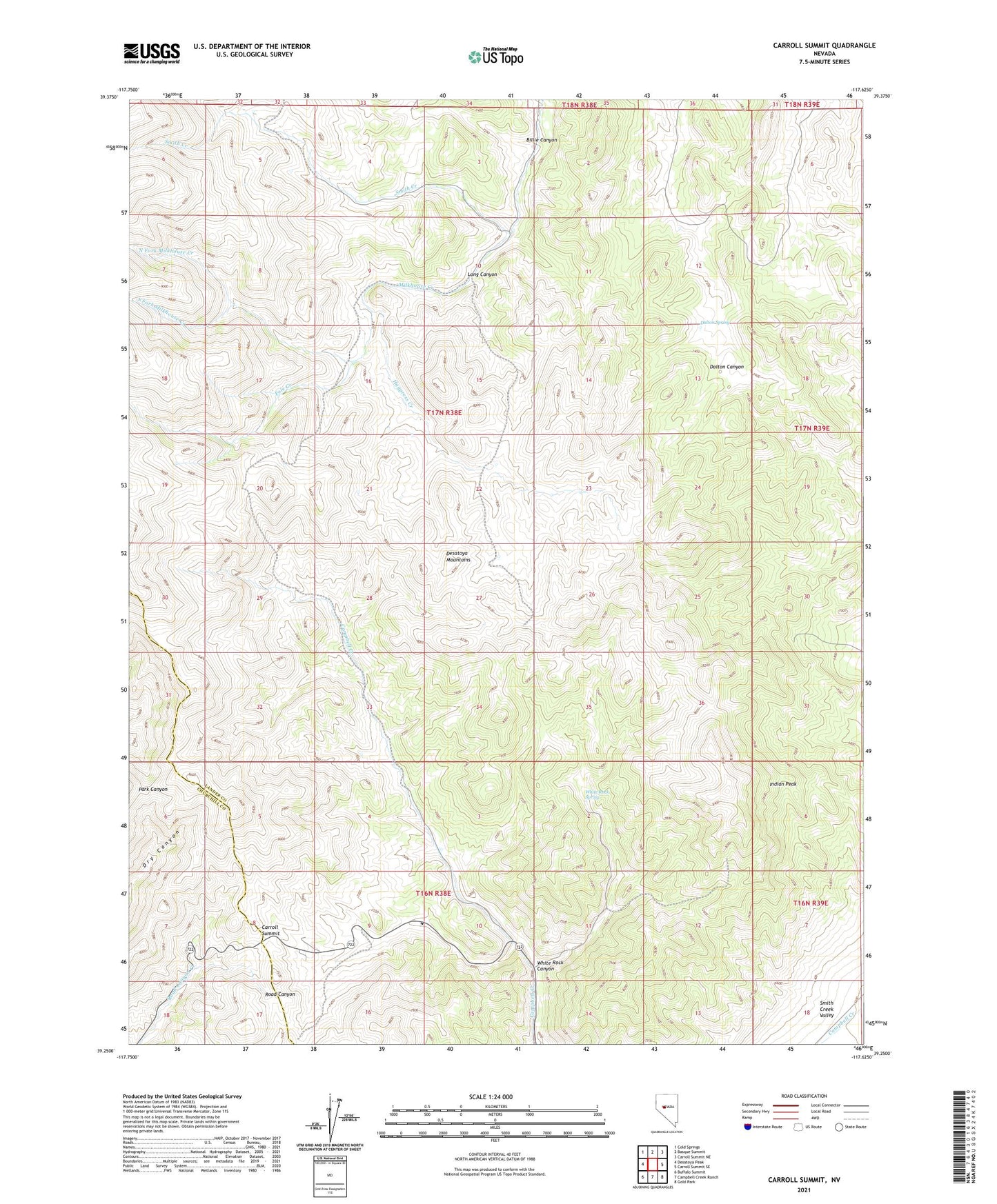 Carroll Summit Nevada US Topo Map Image