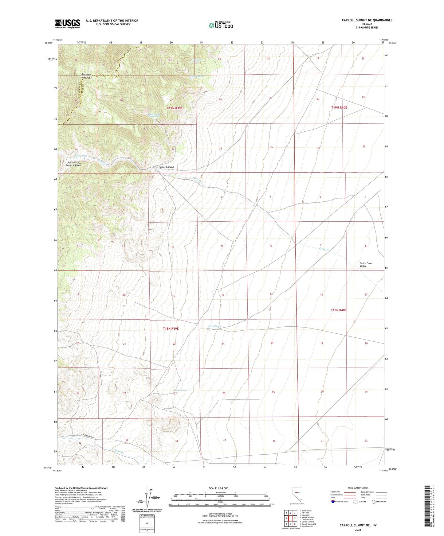 Carroll Summit NE Nevada US Topo Map Image