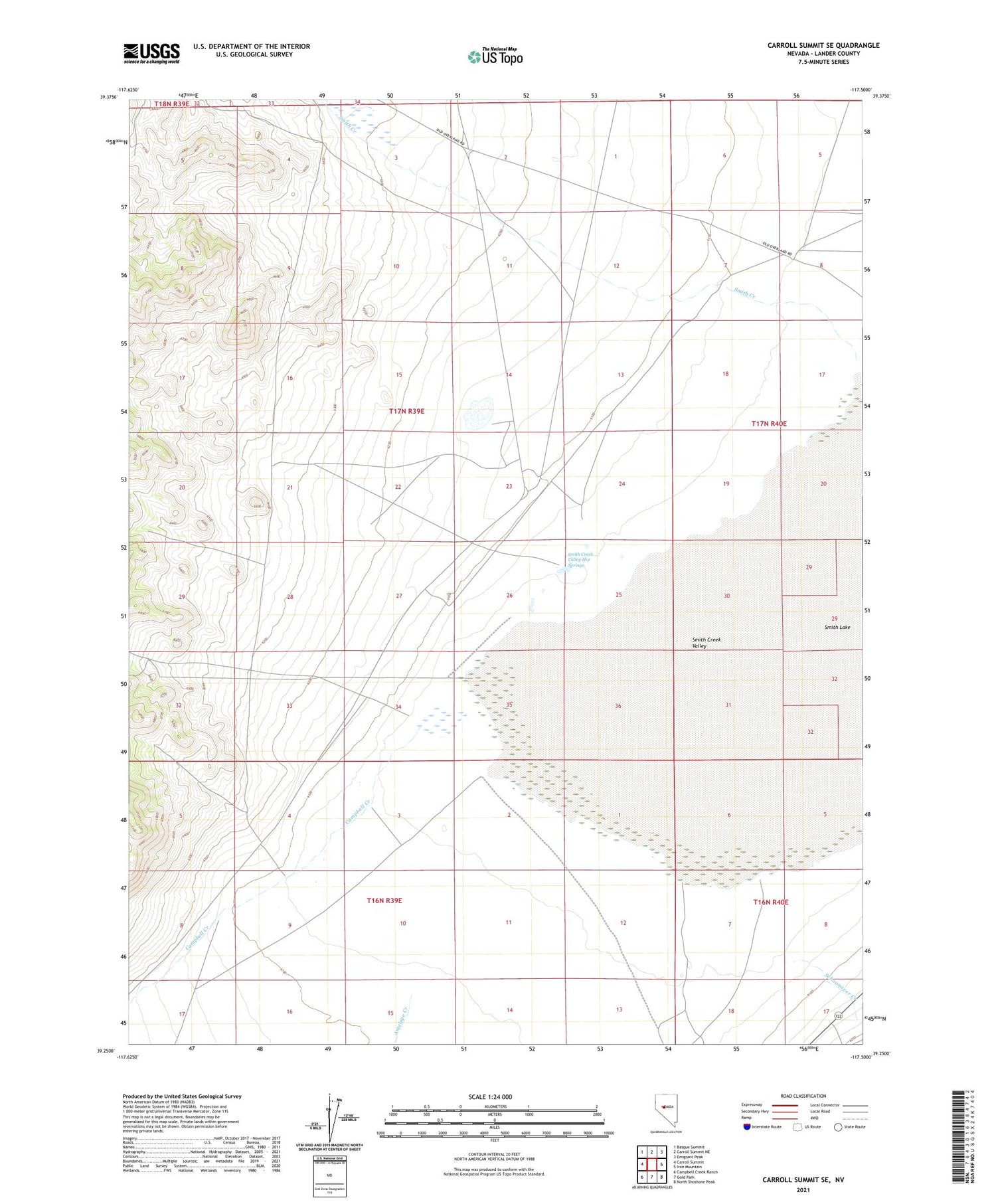 Carroll Summit SE Nevada US Topo Map Image