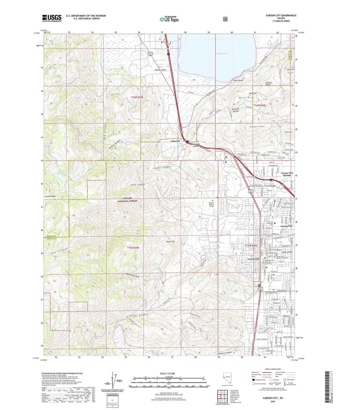 Carson City Nevada US Topo Map Image