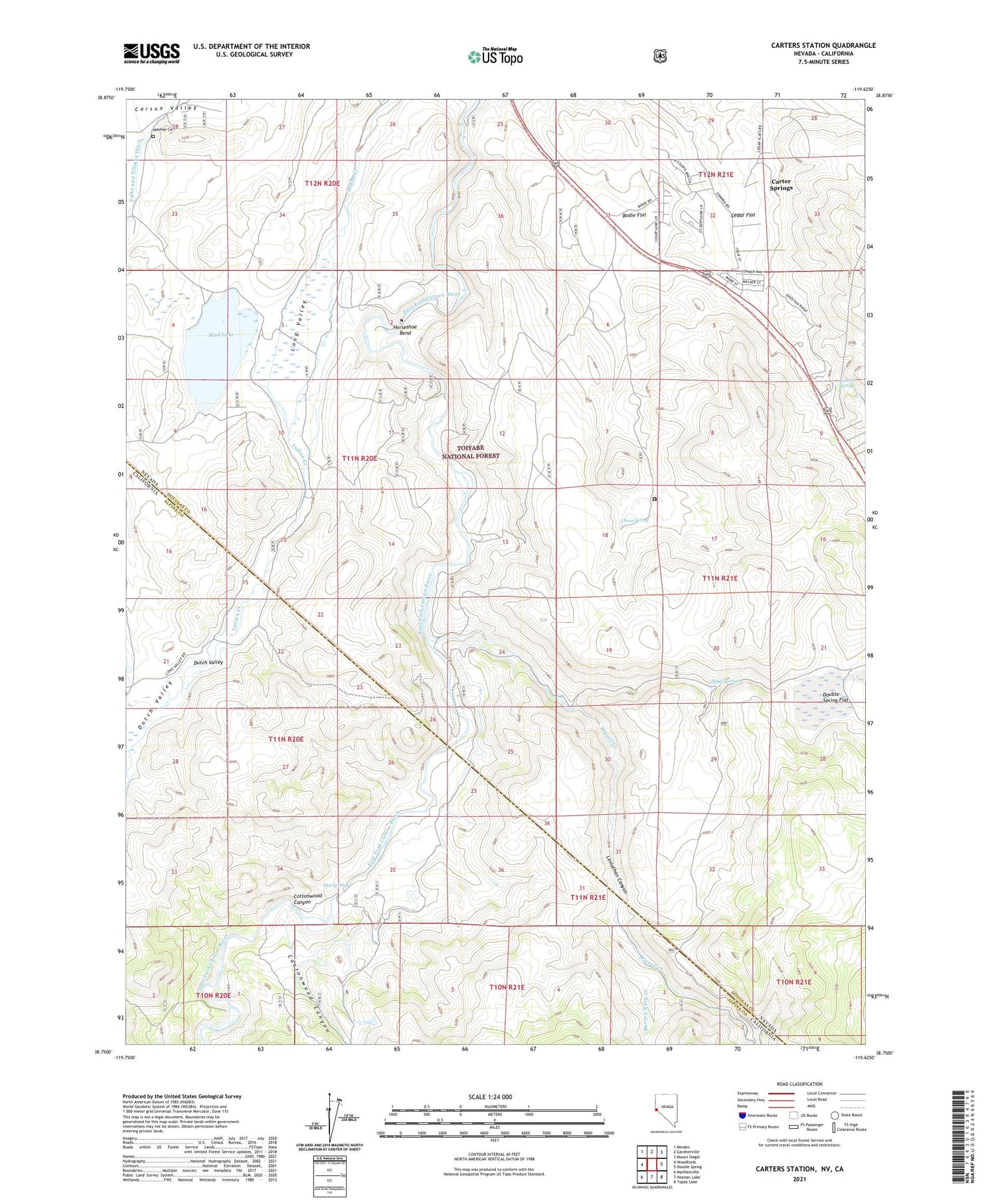 Carters Station Nevada US Topo Map Image