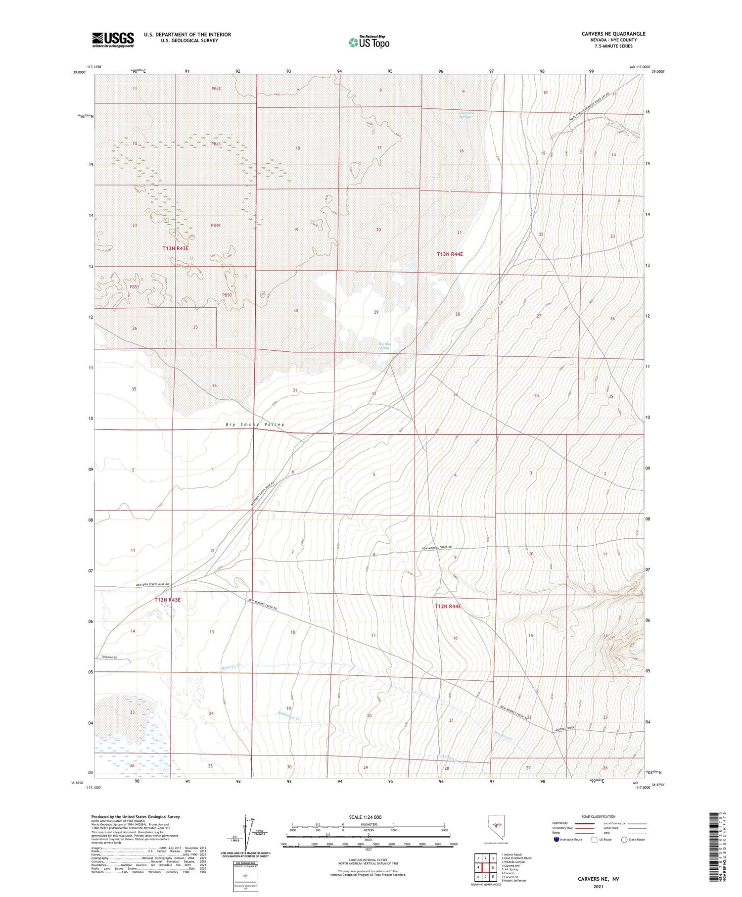 Carvers NE Nevada US Topo Map Image
