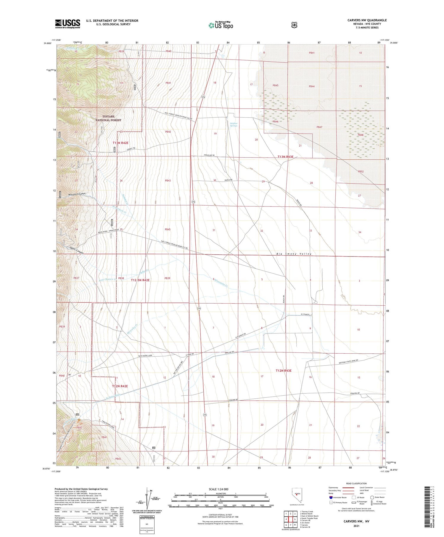 Carvers NW Nevada US Topo Map Image