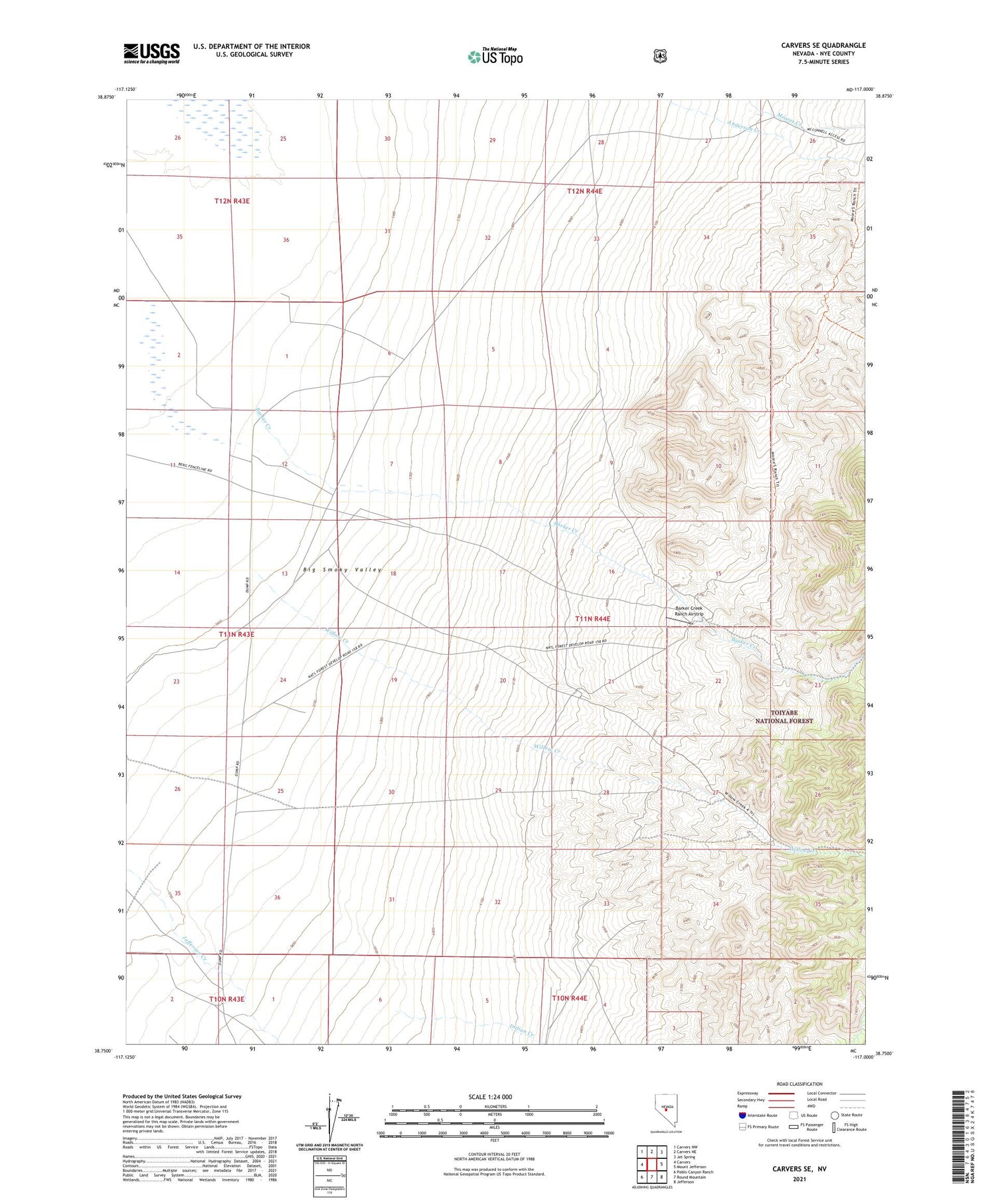 Carvers SE Nevada US Topo Map Image