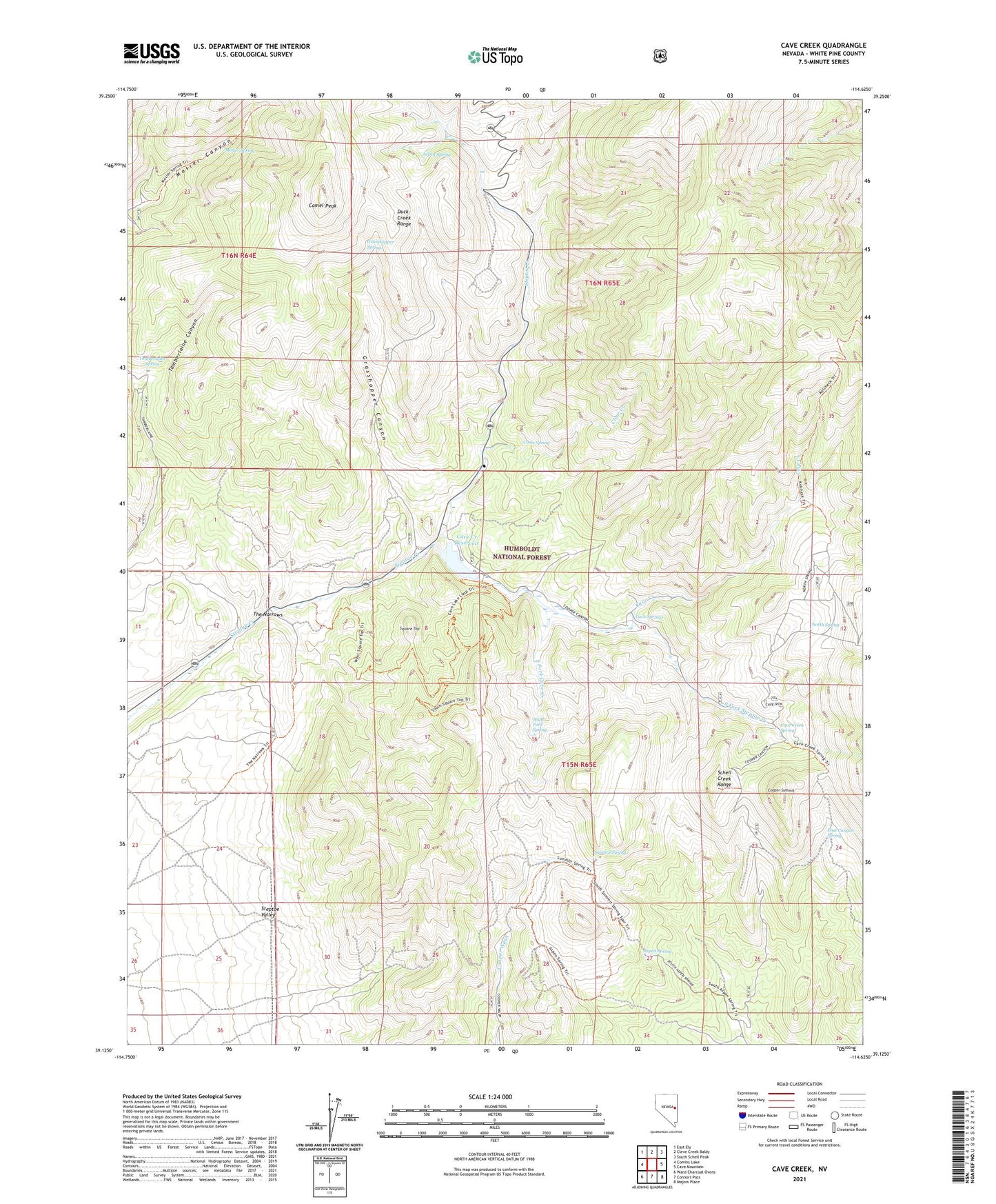 Cave Creek Nevada US Topo Map Image