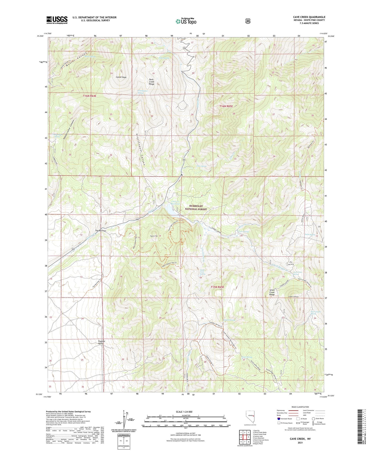 Cave Creek Nevada US Topo Map Image
