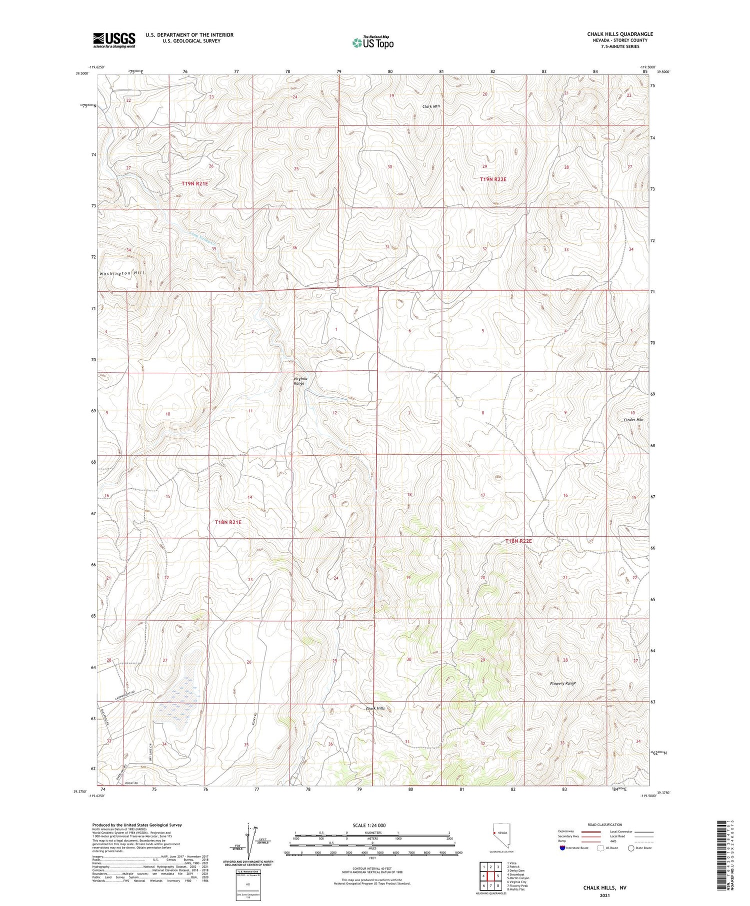 Chalk Hills Nevada US Topo Map Image