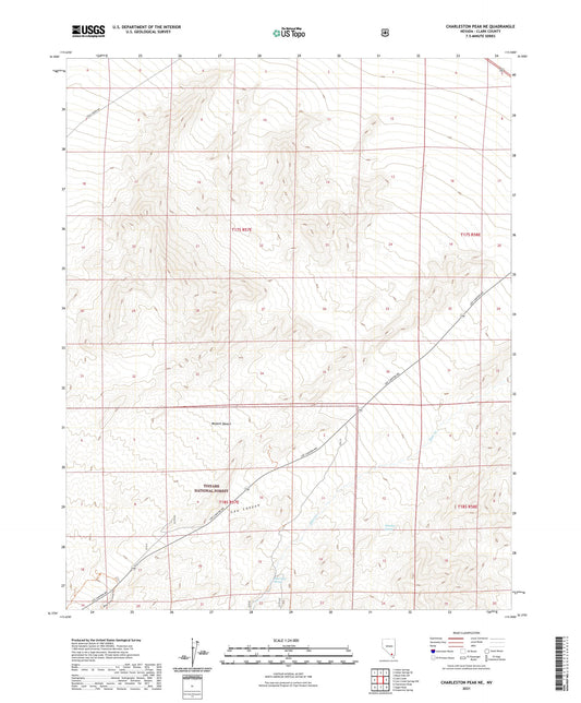 Charleston Peak NE Nevada US Topo Map Image