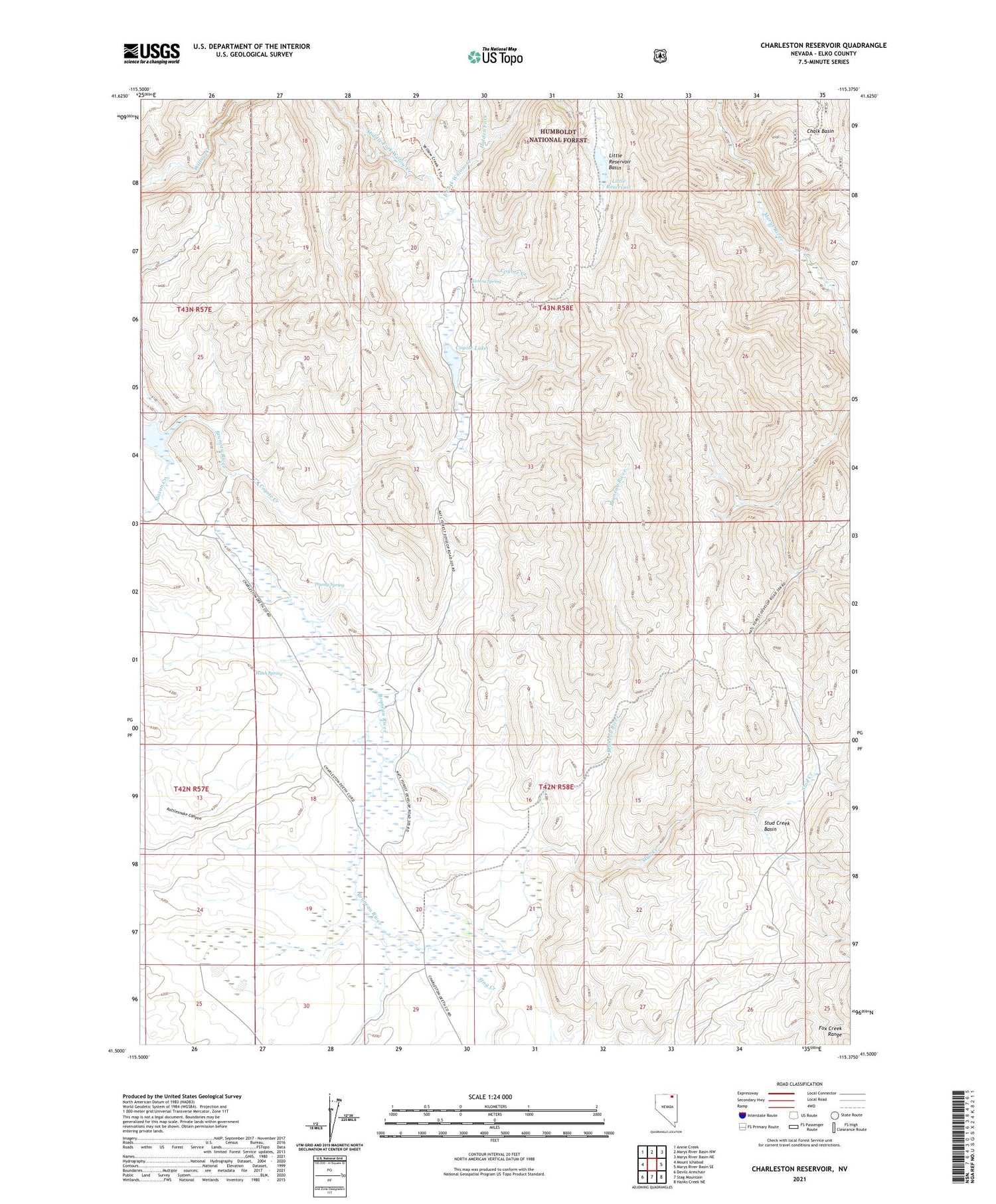 Charleston Reservoir Nevada US Topo Map Image