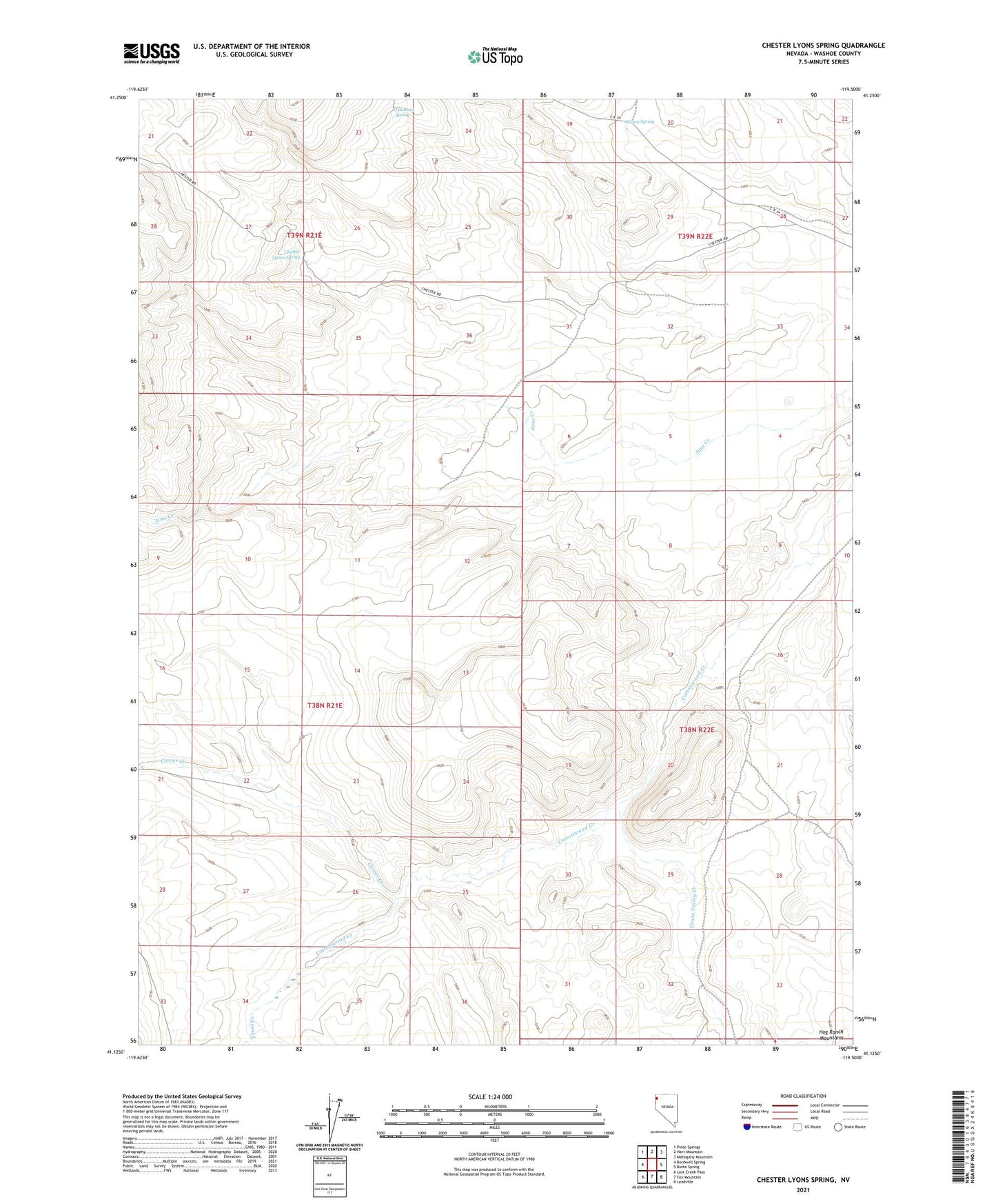 Chester Lyons Spring Nevada US Topo Map Image