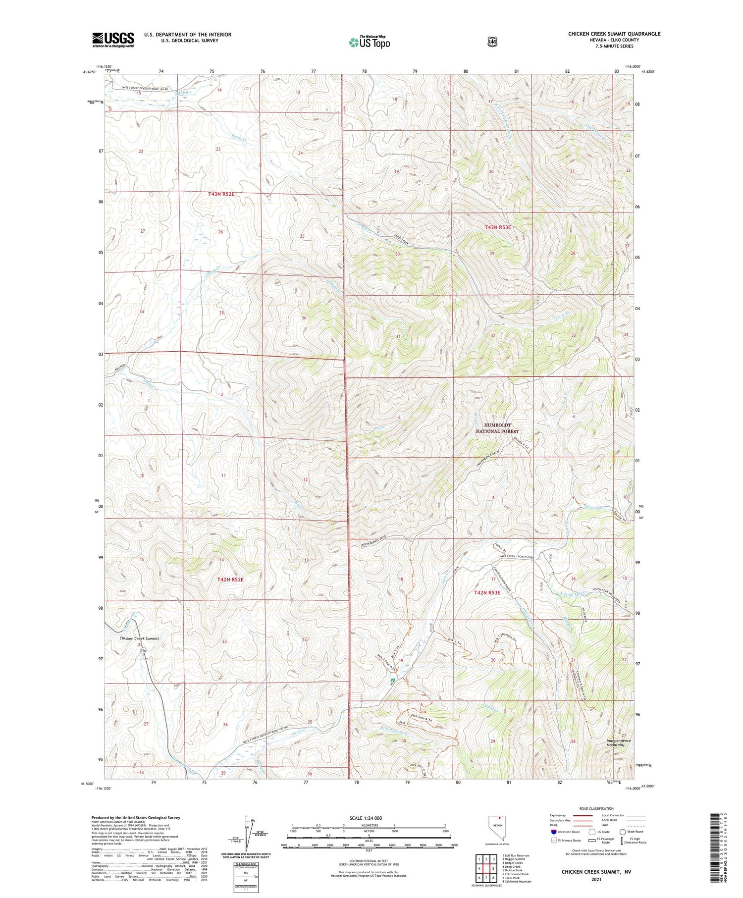 Chicken Creek Summit Nevada US Topo Map Image