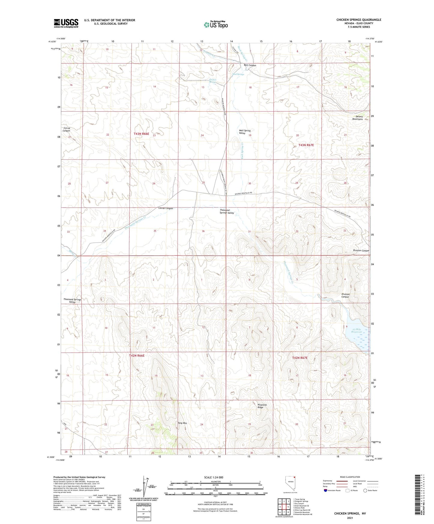 Chicken Springs Nevada US Topo Map Image