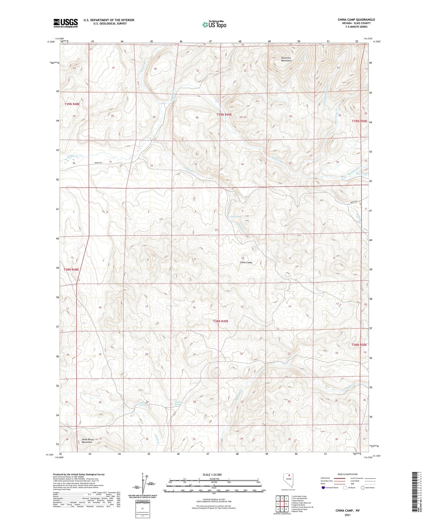 China Camp Nevada US Topo Map Image