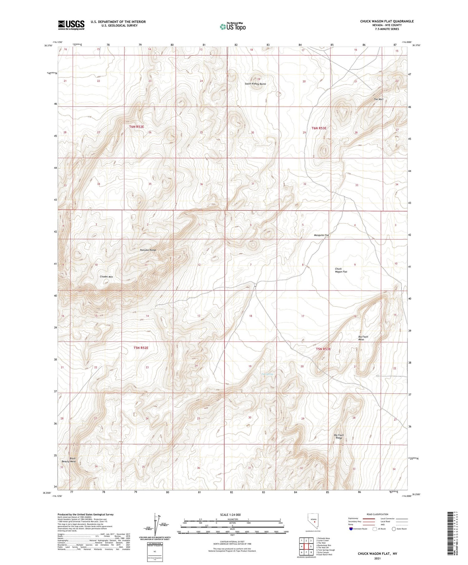 Chuck Wagon Flat Nevada US Topo Map Image