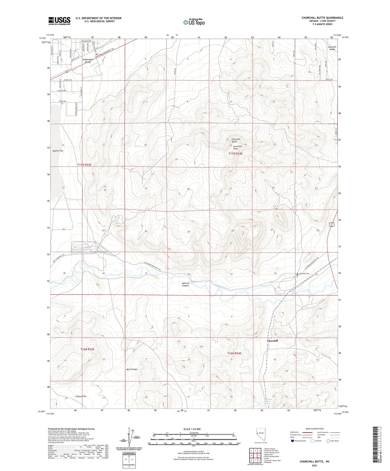 Churchill Butte Nevada US Topo Map Image