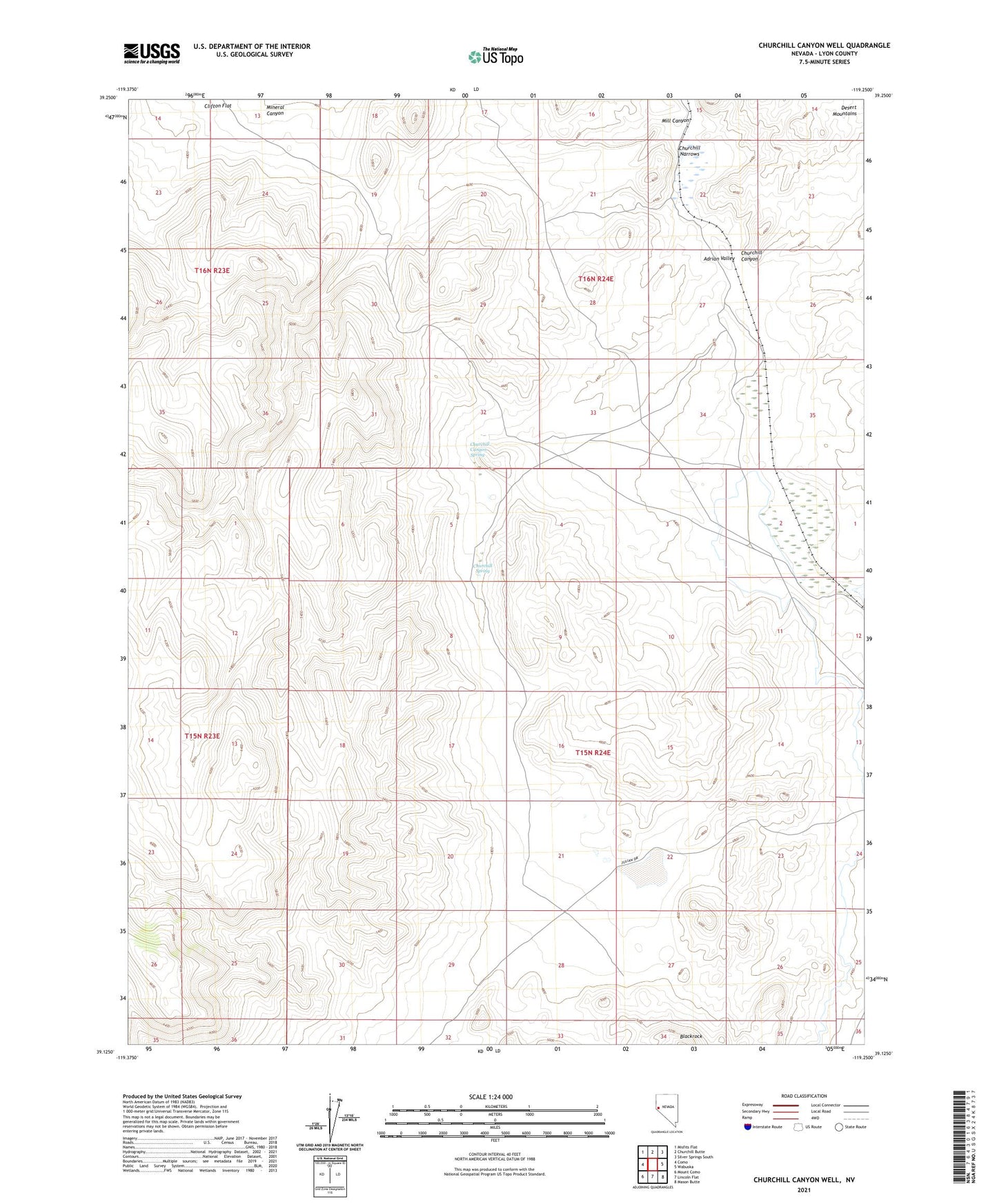 Churchill Canyon Well Nevada US Topo Map Image