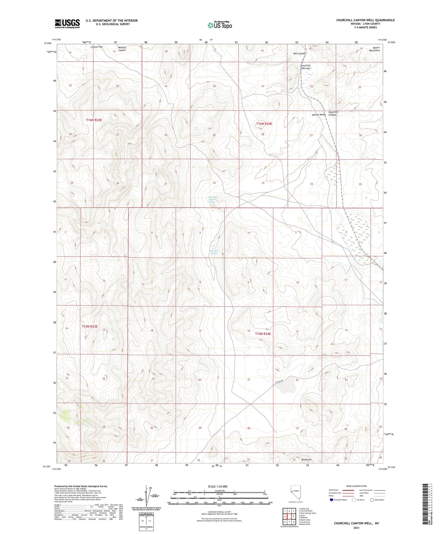 Churchill Canyon Well Nevada US Topo Map Image