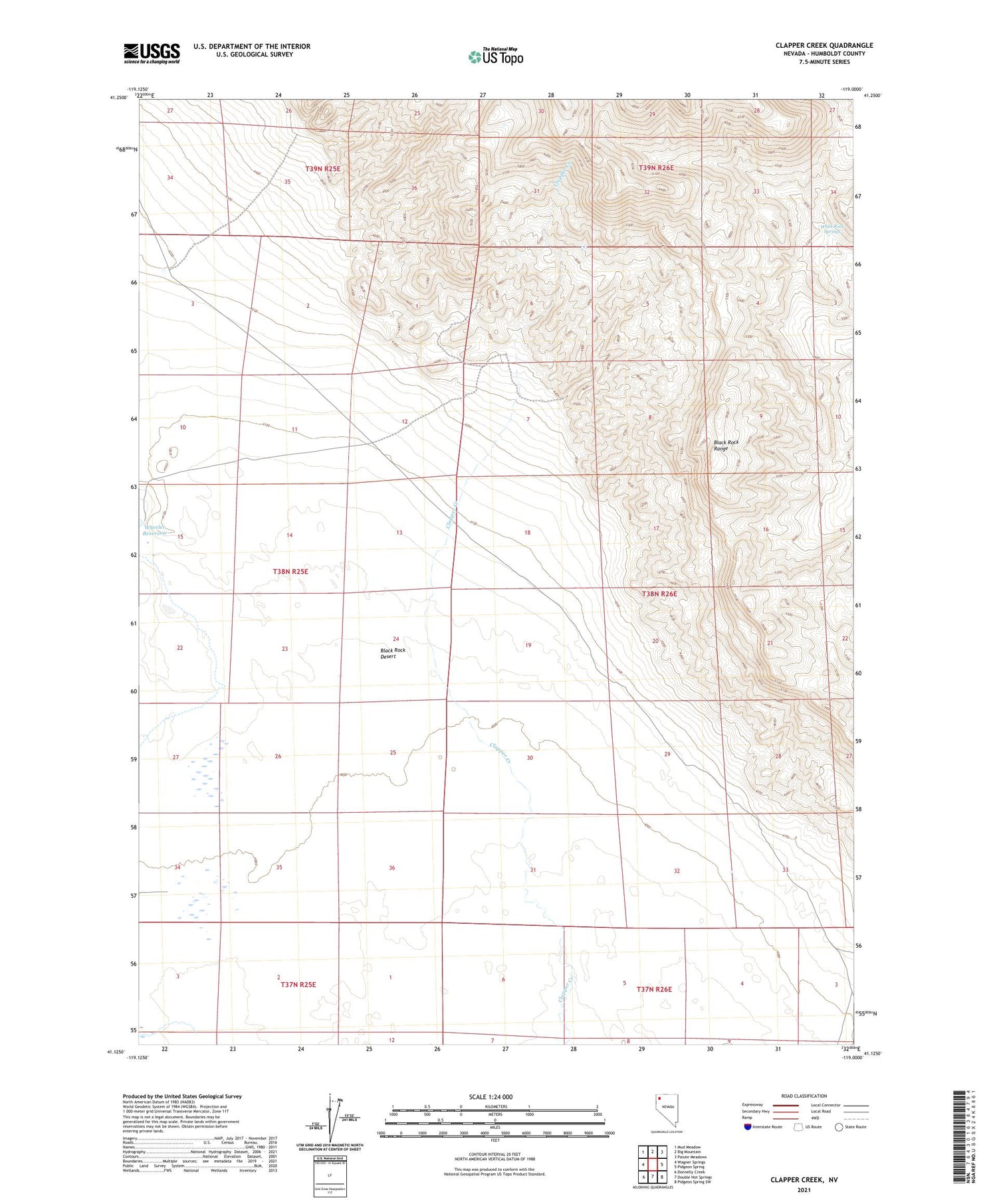 Clapper Creek Nevada US Topo Map Image