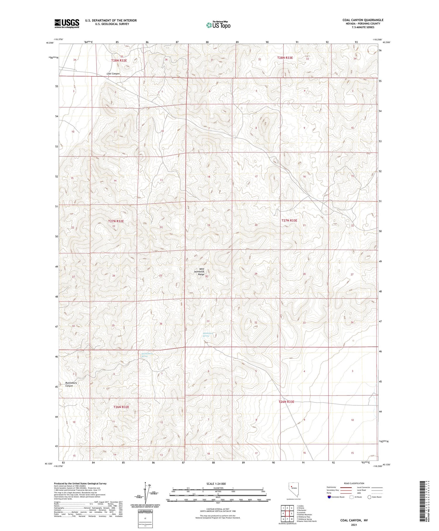 Coal Canyon Nevada US Topo Map Image