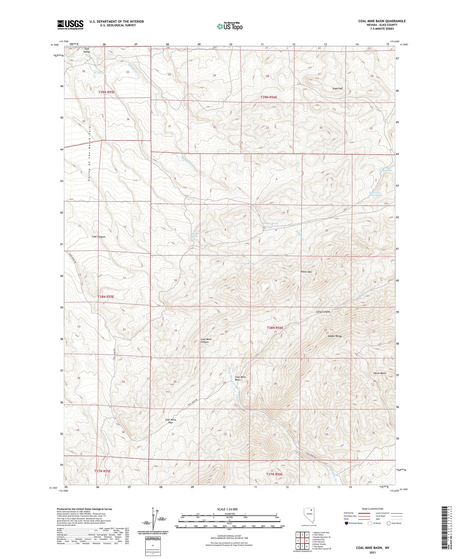Coal Mine Basin Nevada US Topo Map Image