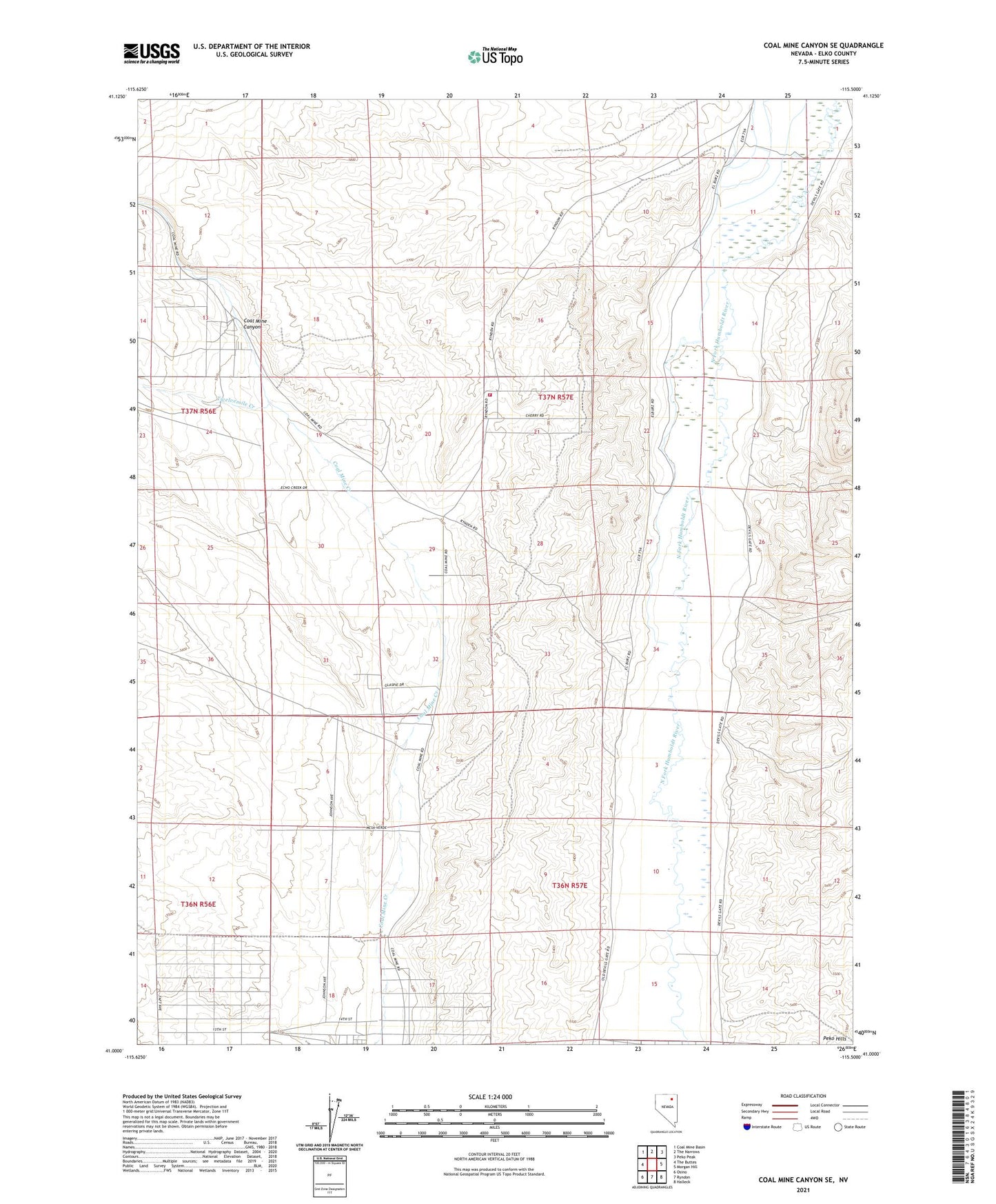 Coal Mine Canyon SE Nevada US Topo Map Image