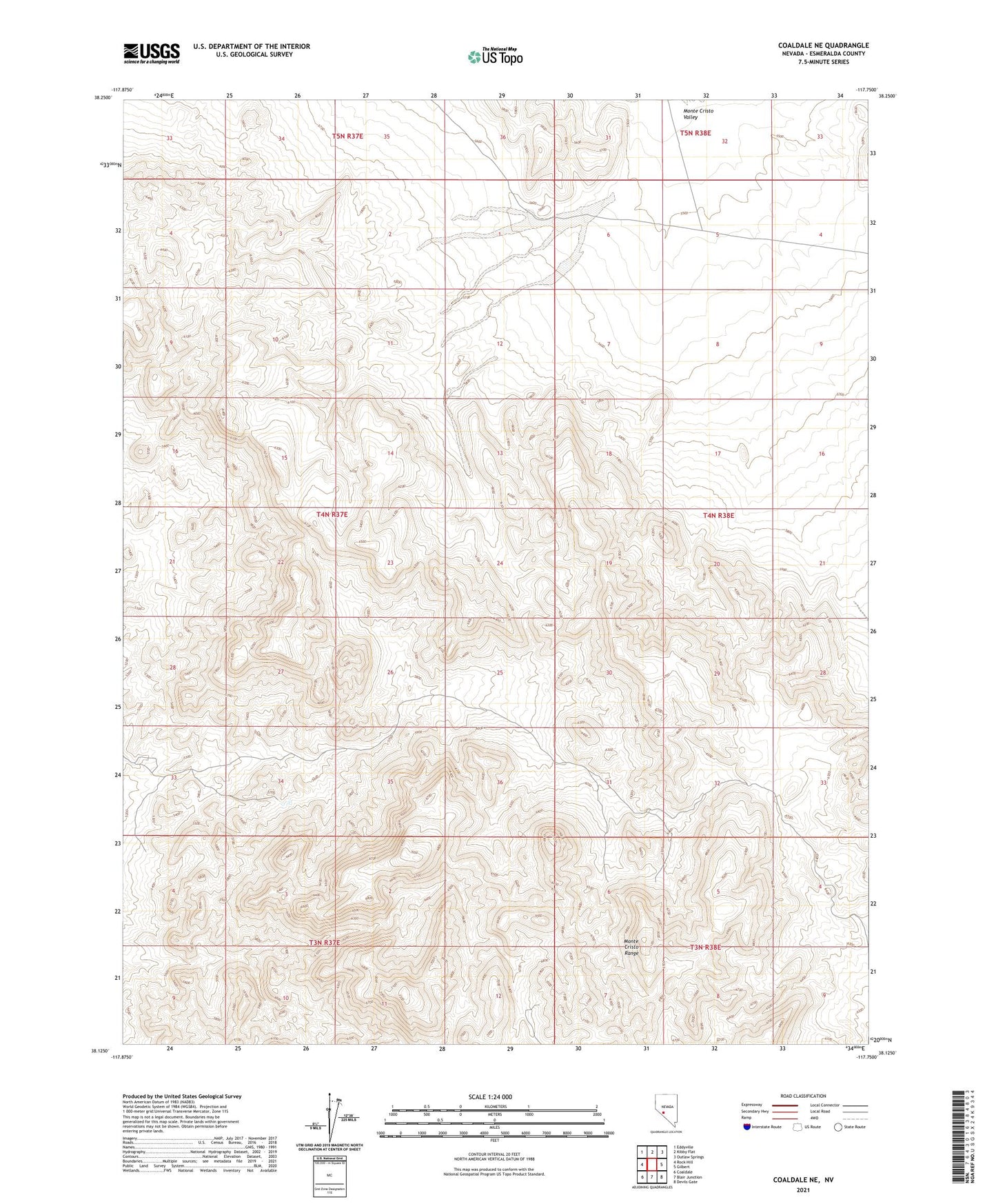 Coaldale NE Nevada US Topo Map Image