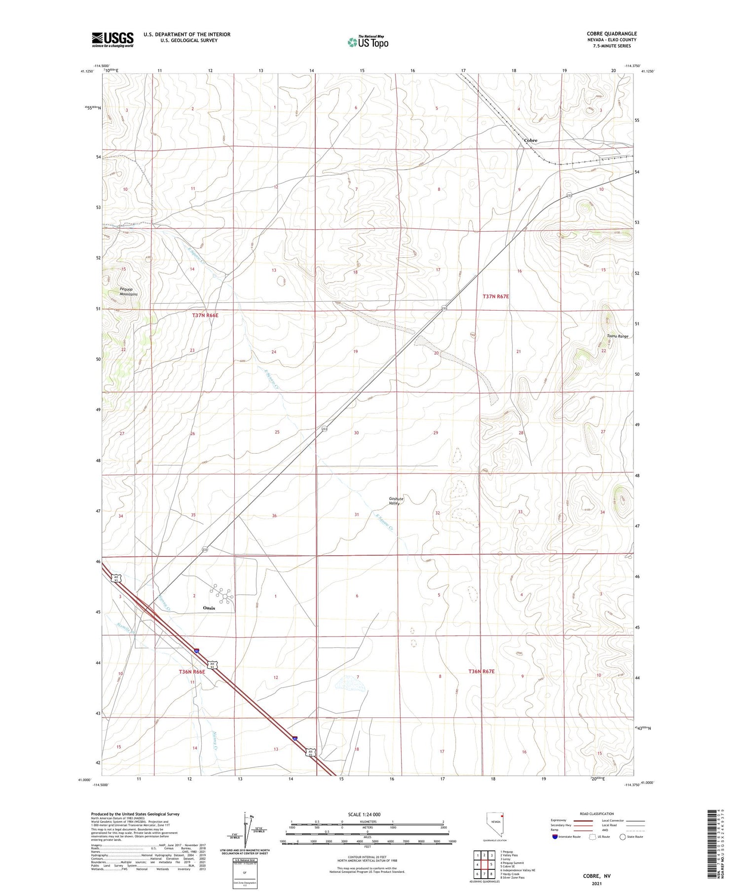 Cobre Nevada US Topo Map Image