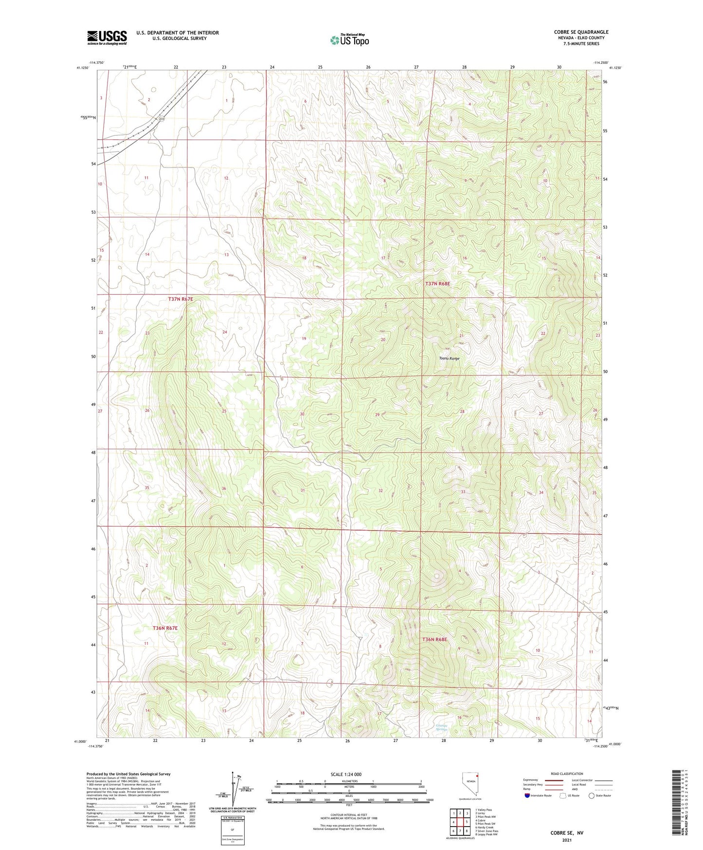 Cobre SE Nevada US Topo Map Image