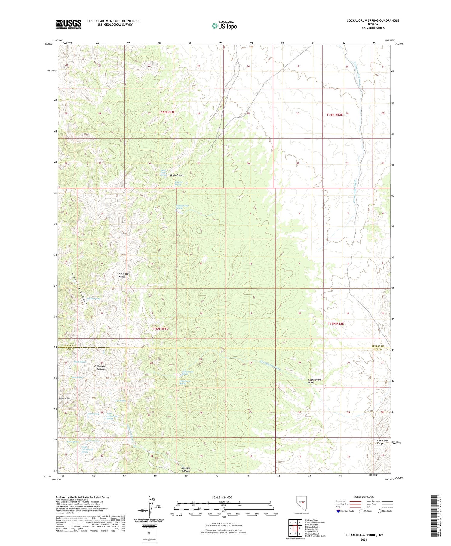Cockalorum Spring Nevada US Topo Map Image