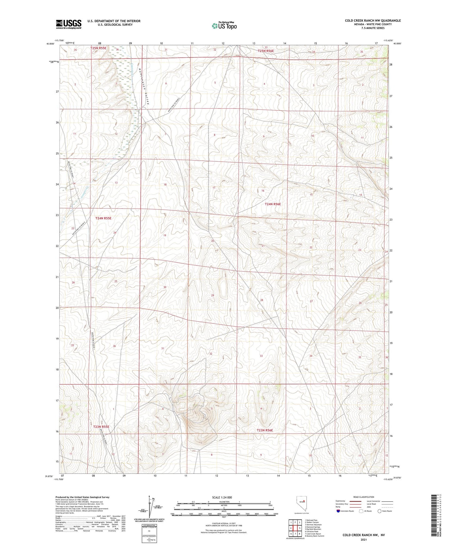 Cold Creek Ranch NW Nevada US Topo Map Image