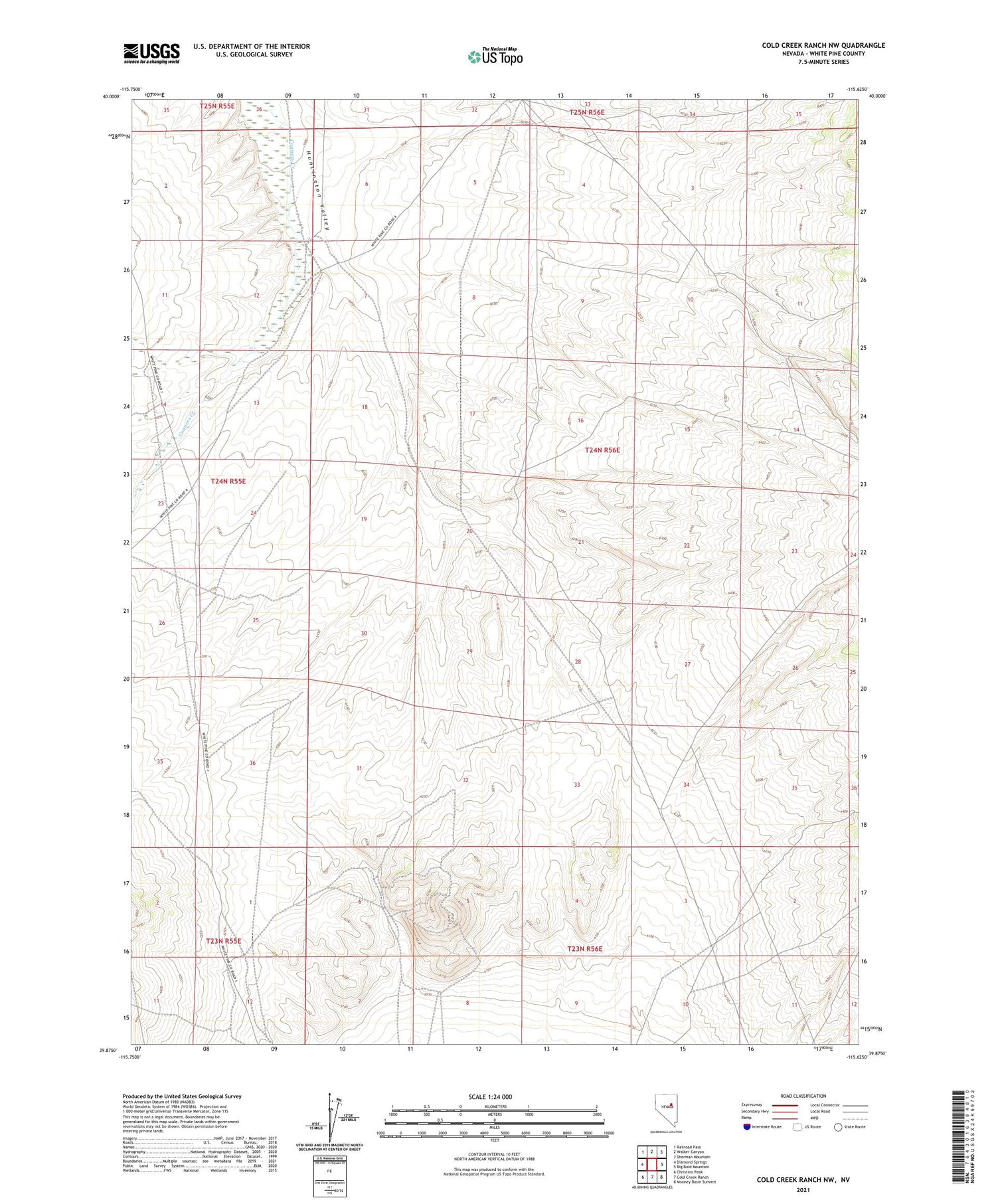 Cold Creek Ranch NW Nevada US Topo Map Image