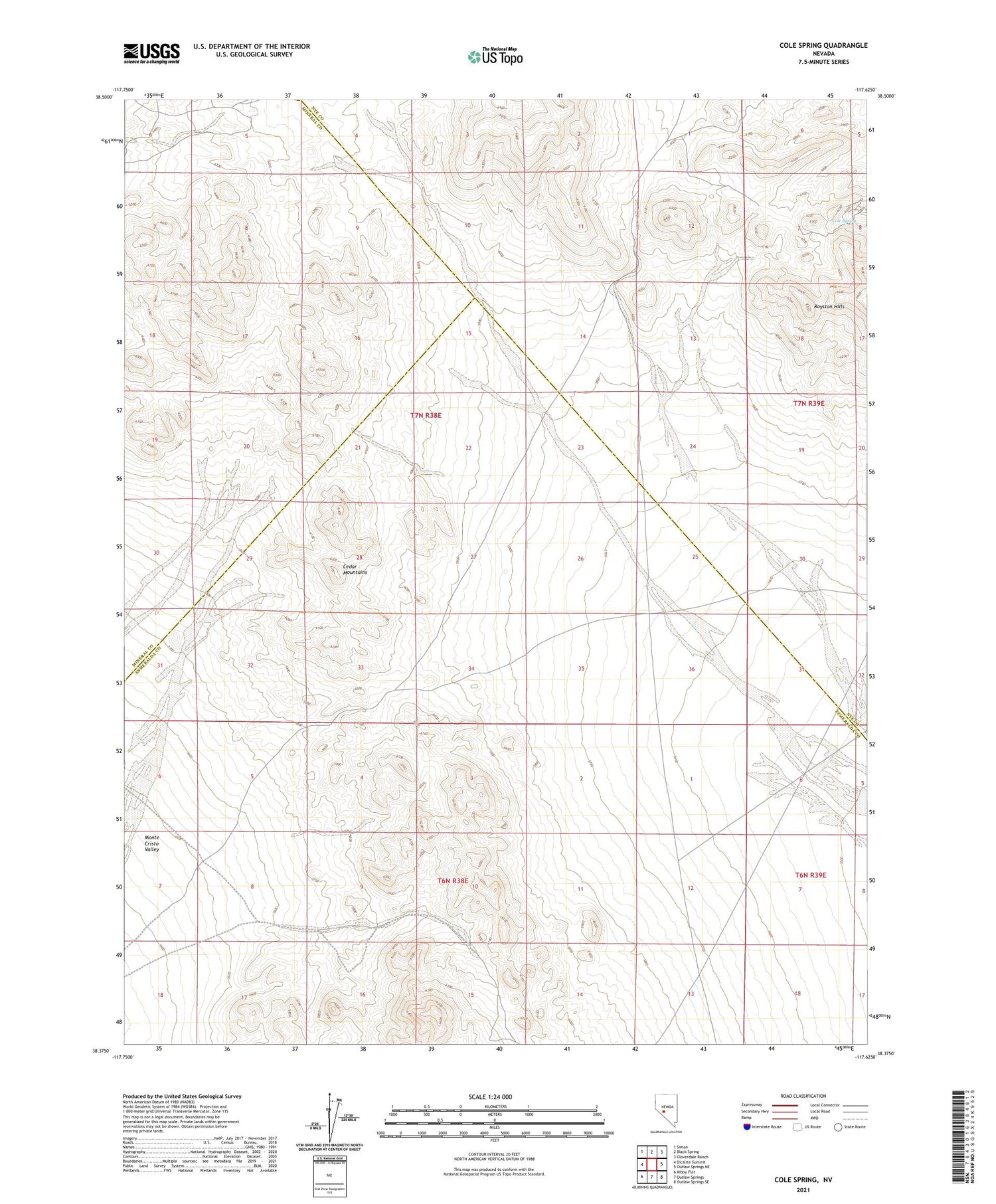 Cole Spring Nevada US Topo Map Image