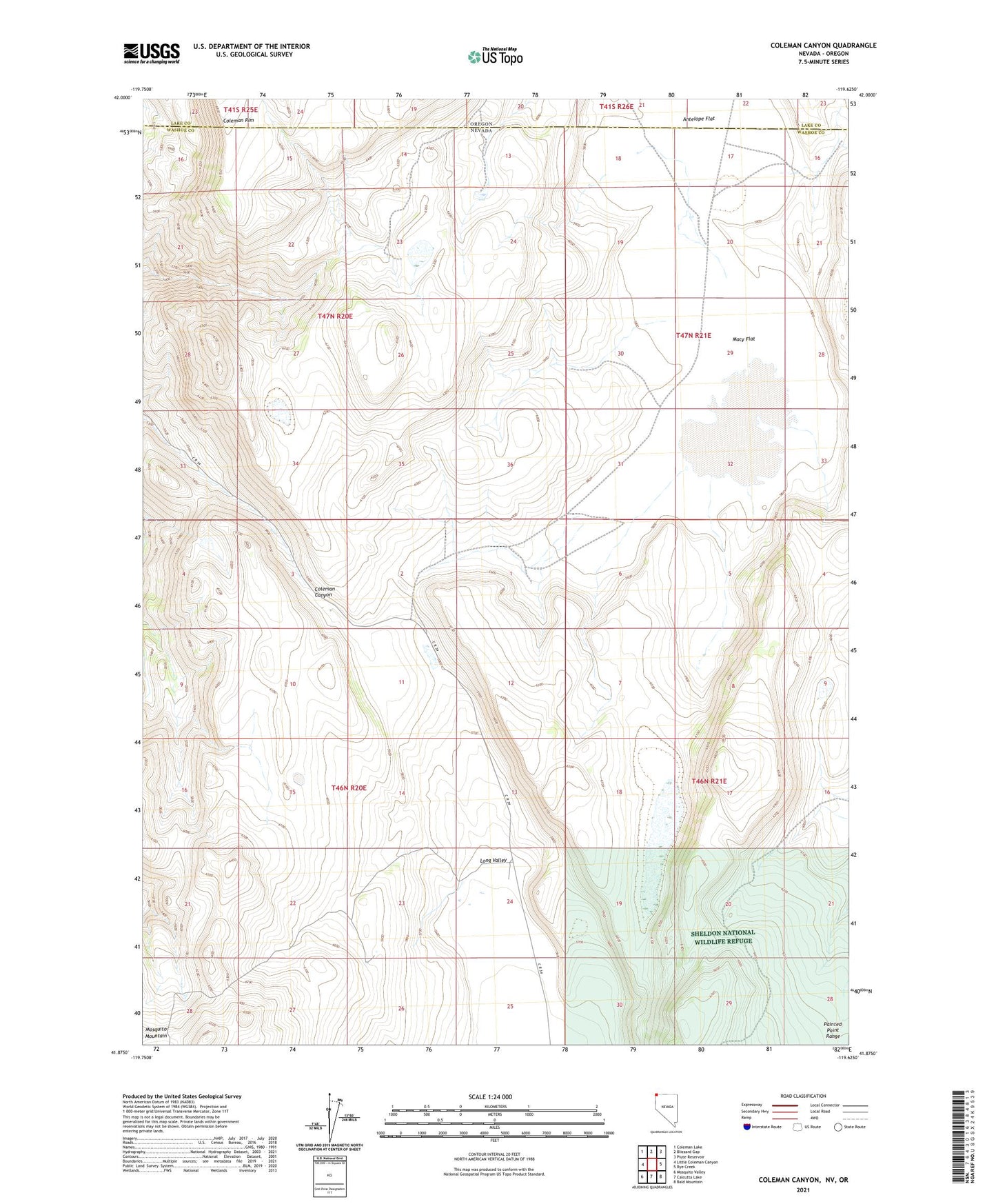 Coleman Canyon Nevada US Topo Map Image