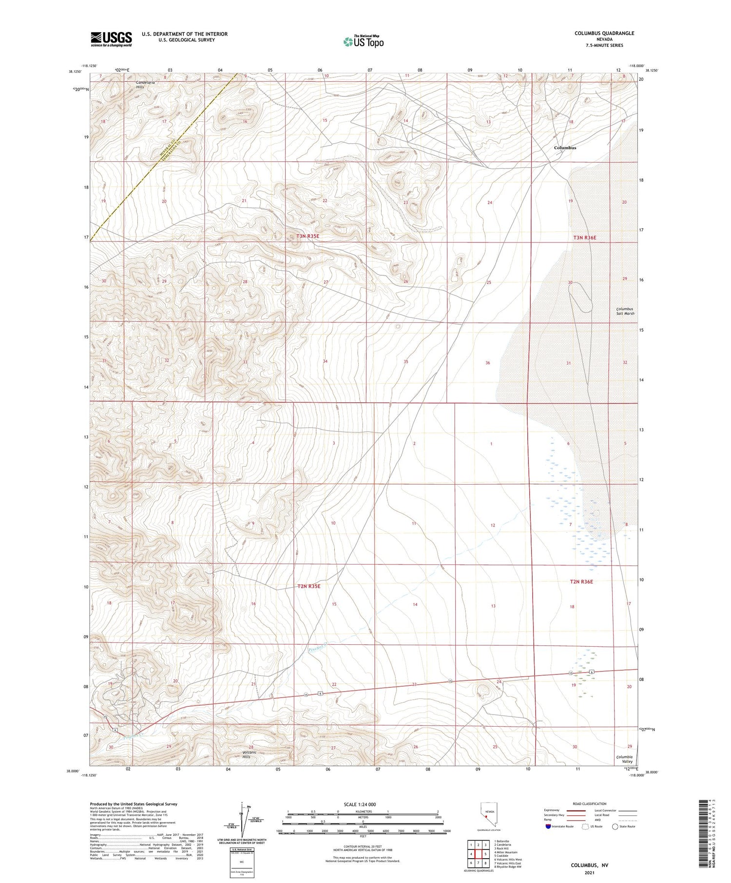 Columbus Nevada US Topo Map Image