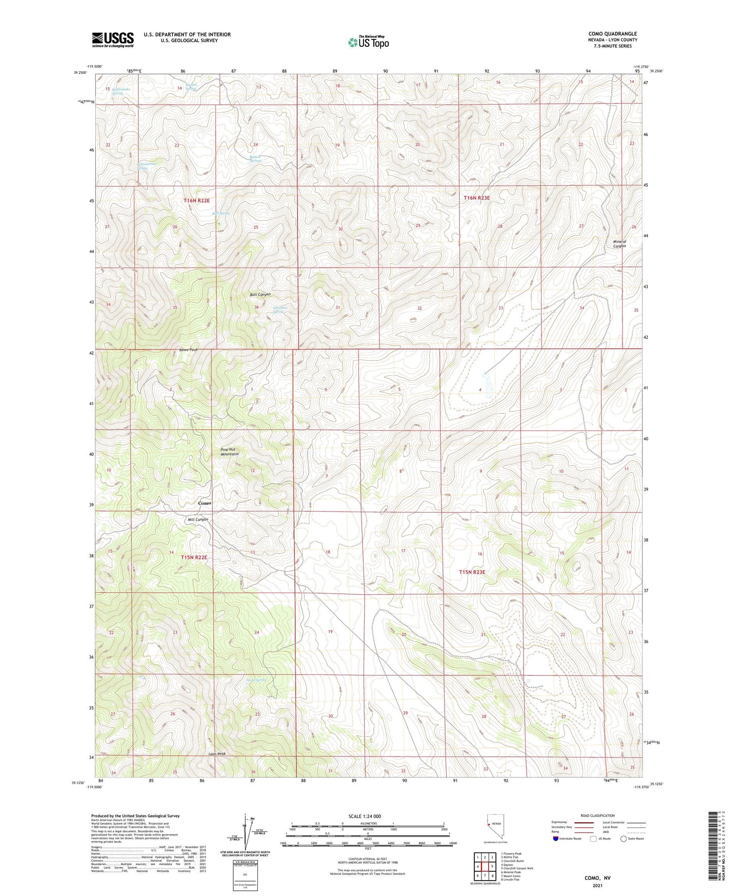 Como Nevada US Topo Map Image