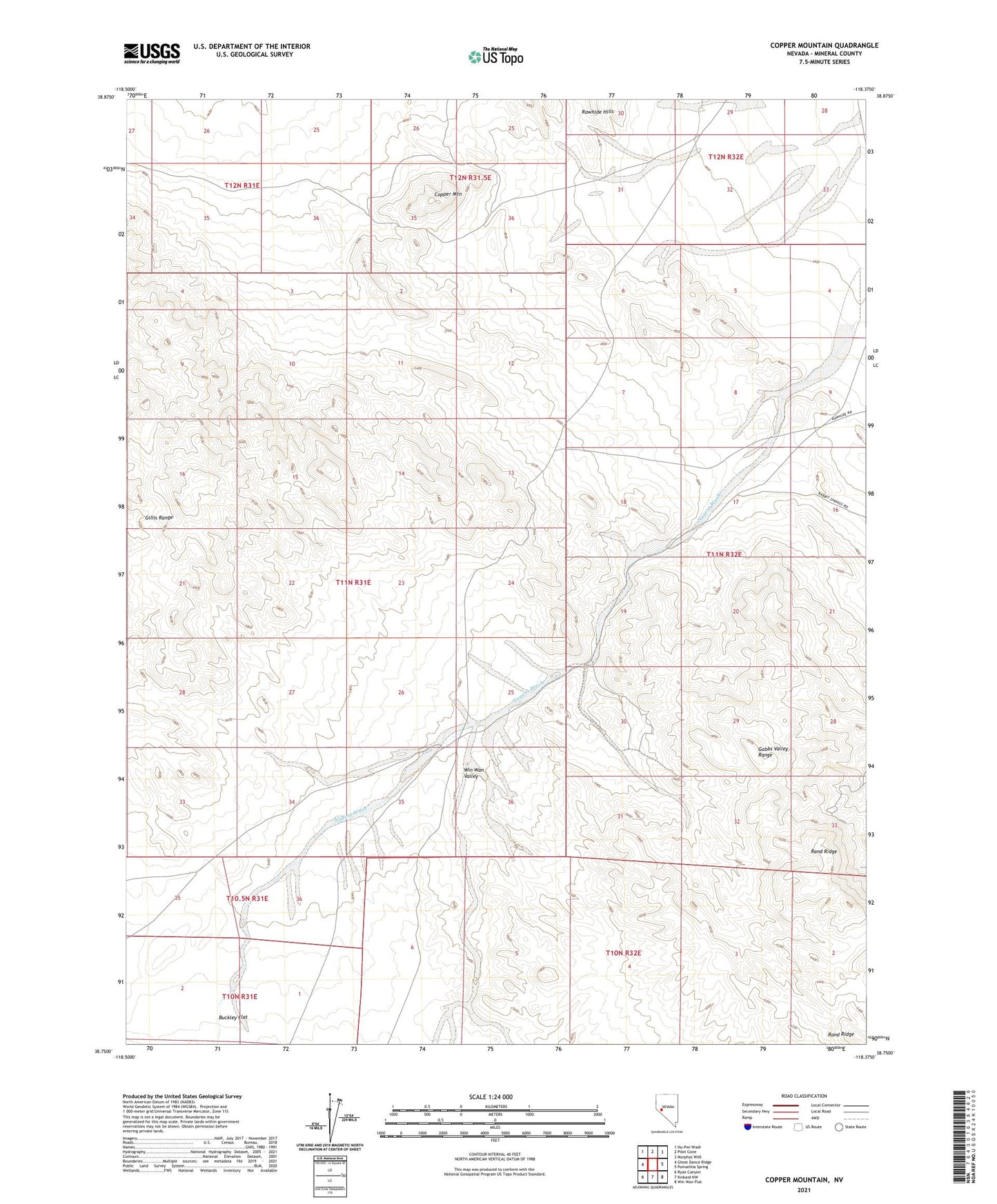 Copper Mountain Nevada US Topo Map Image