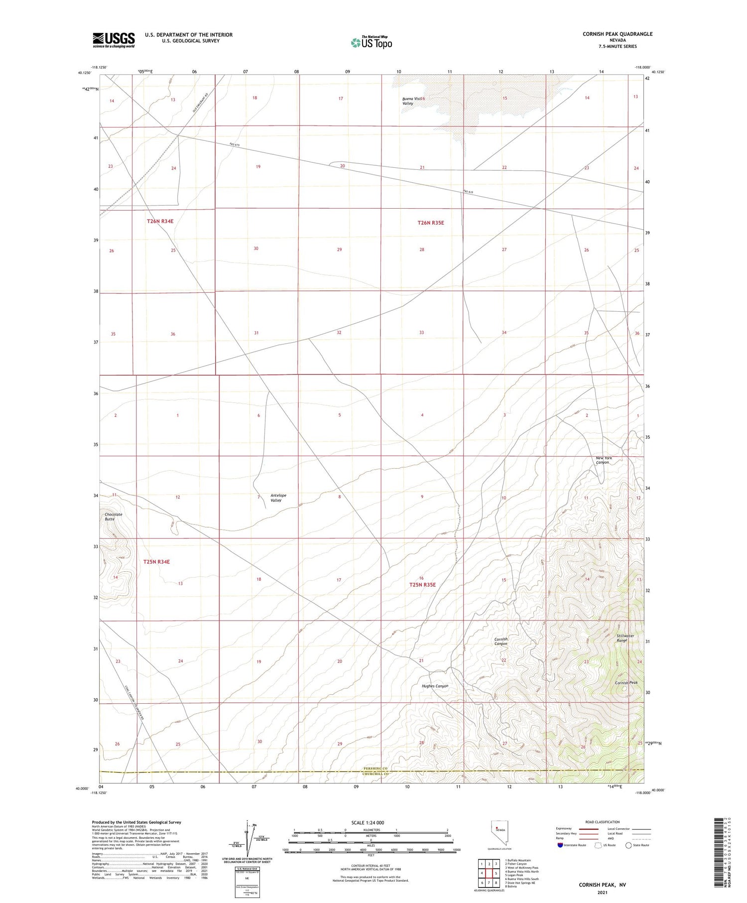 Cornish Peak Nevada US Topo Map Image