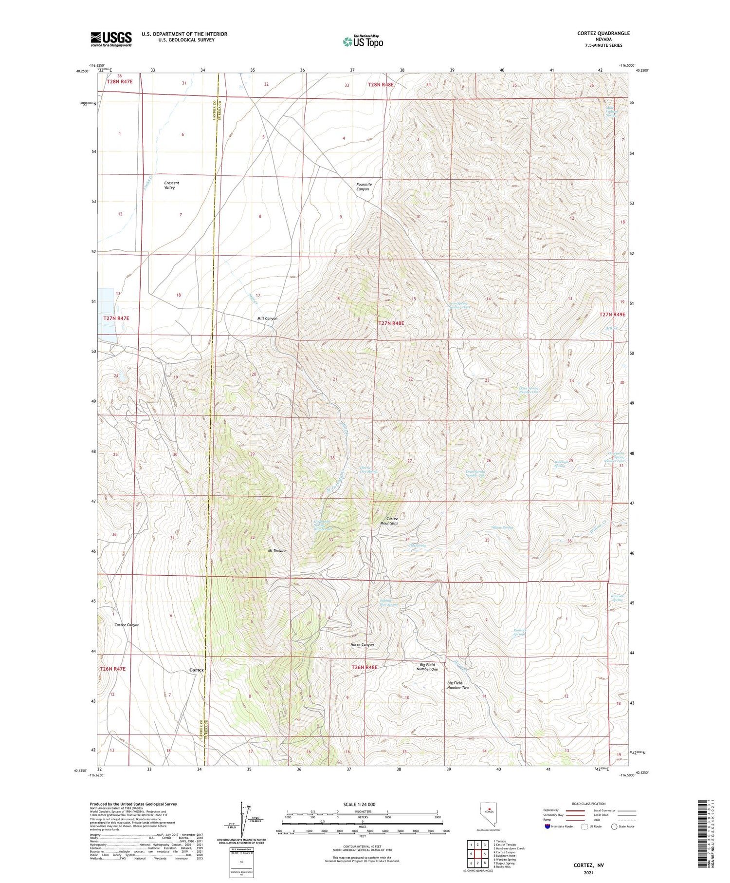 Cortez Nevada US Topo Map Image