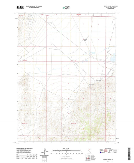 Cortez Canyon Nevada US Topo Map Image