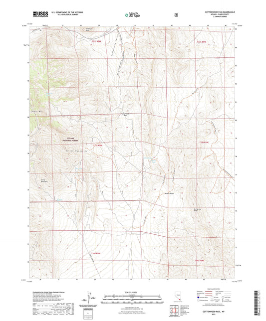 Cottonwood Pass Nevada US Topo Map Image