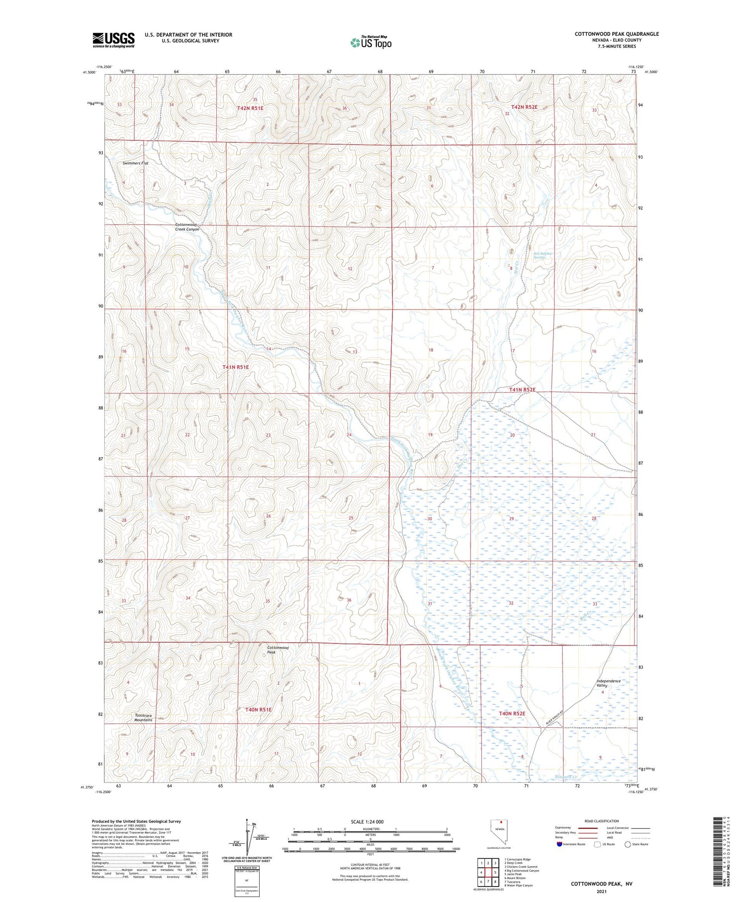 Cottonwood Peak Nevada US Topo Map Image