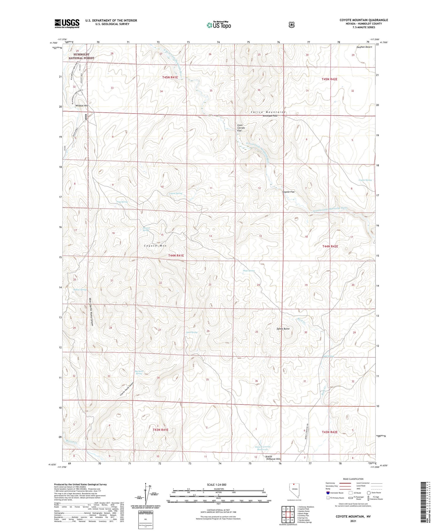 Coyote Mountain Nevada US Topo Map Image