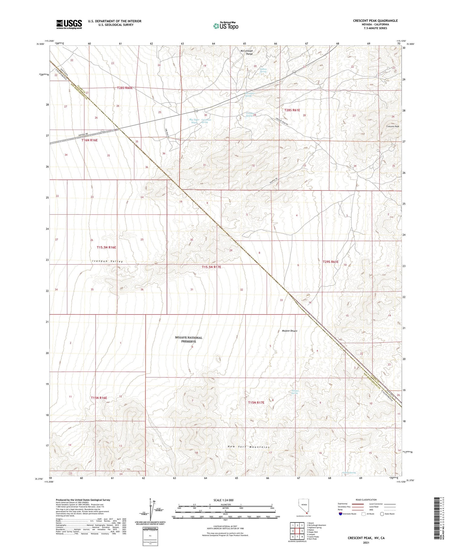 Crescent Peak Nevada US Topo Map Image