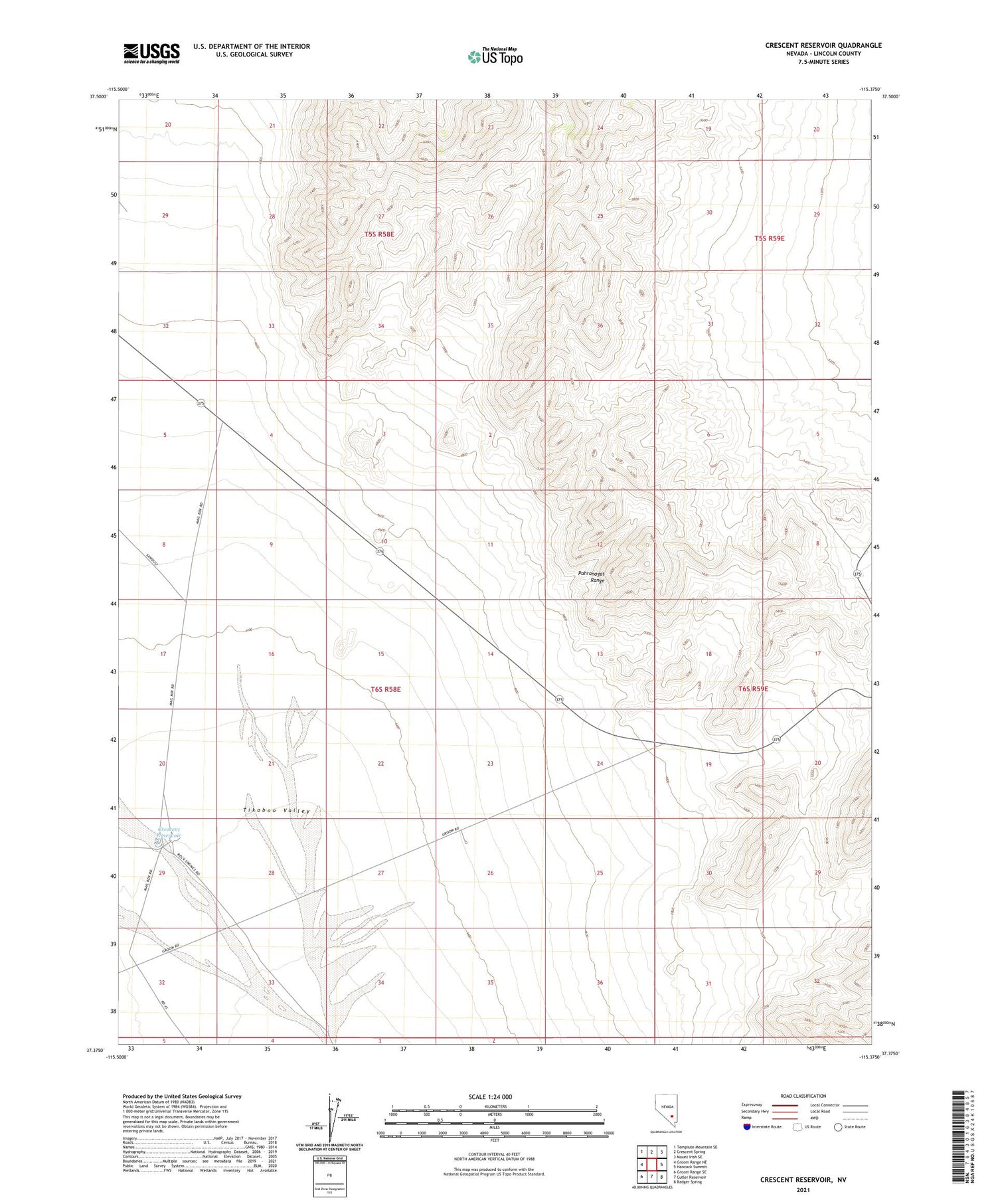 Crescent Reservoir Nevada US Topo Map Image