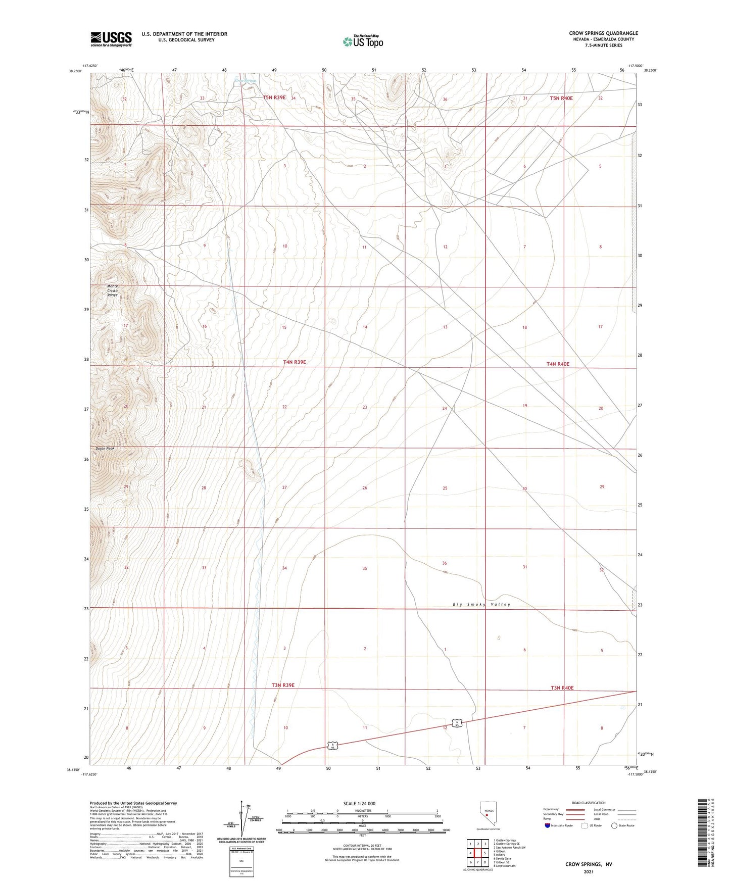 Crow Springs Nevada US Topo Map Image