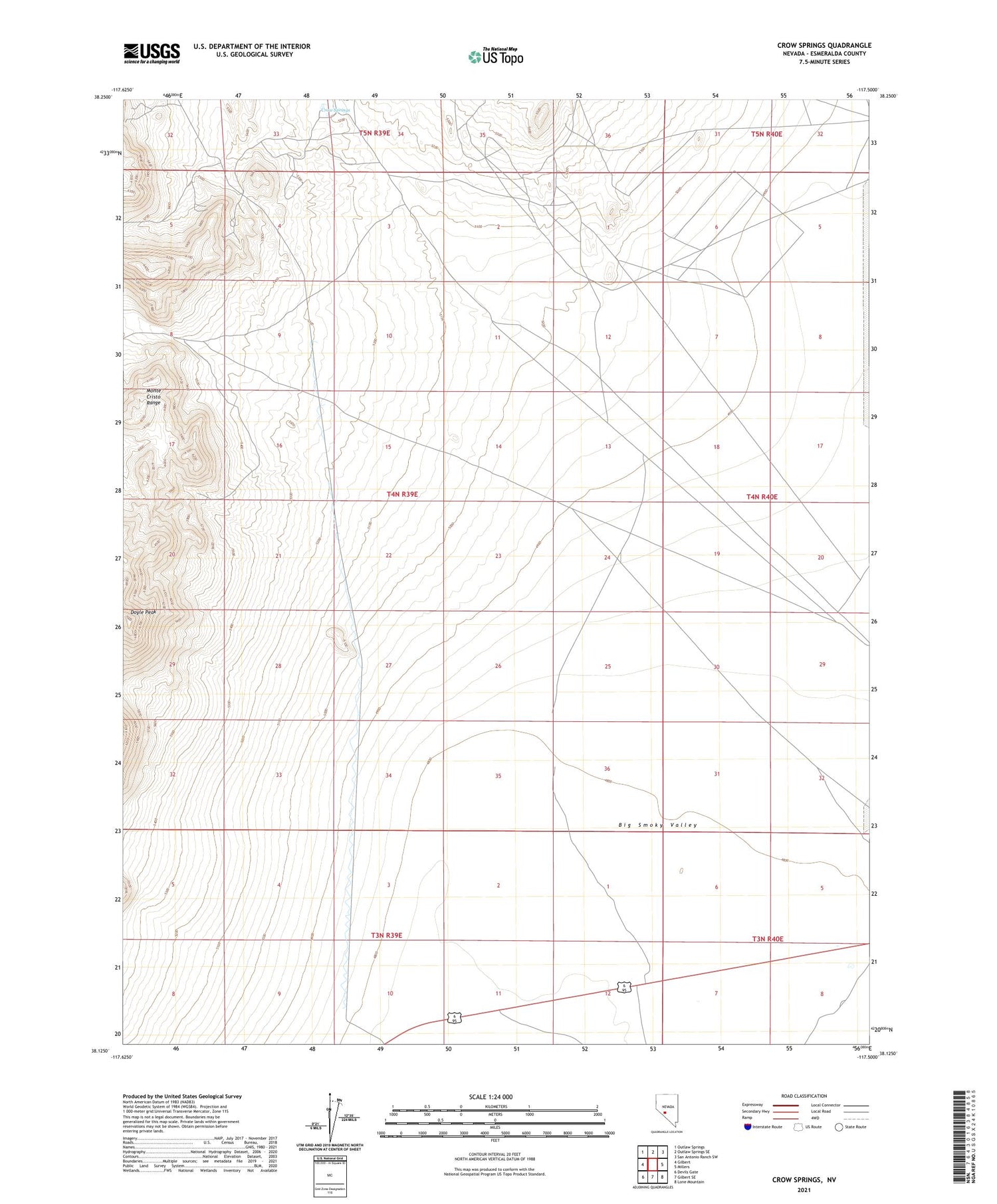 Crow Springs Nevada US Topo Map Image