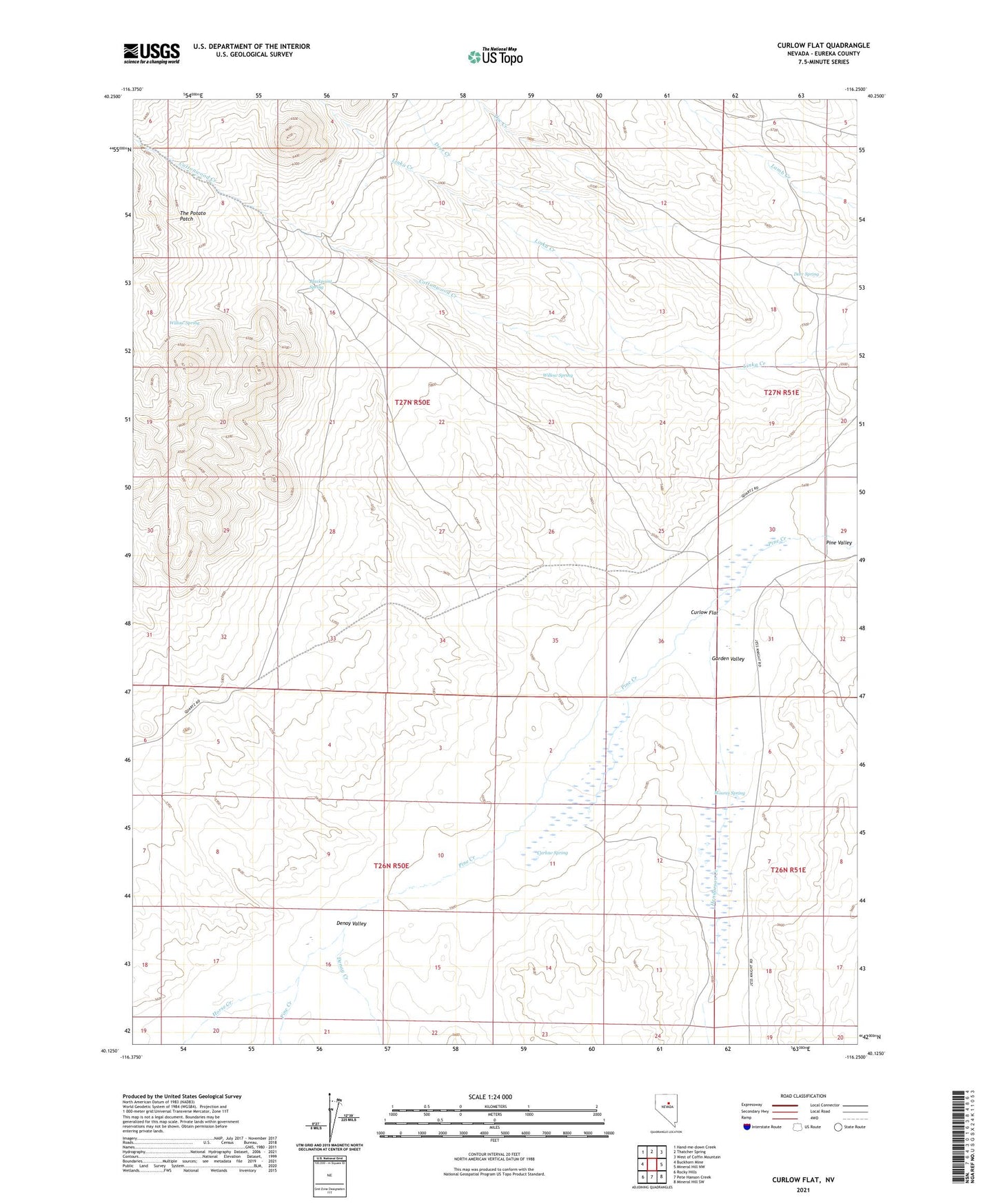 Curlow Flat Nevada US Topo Map Image