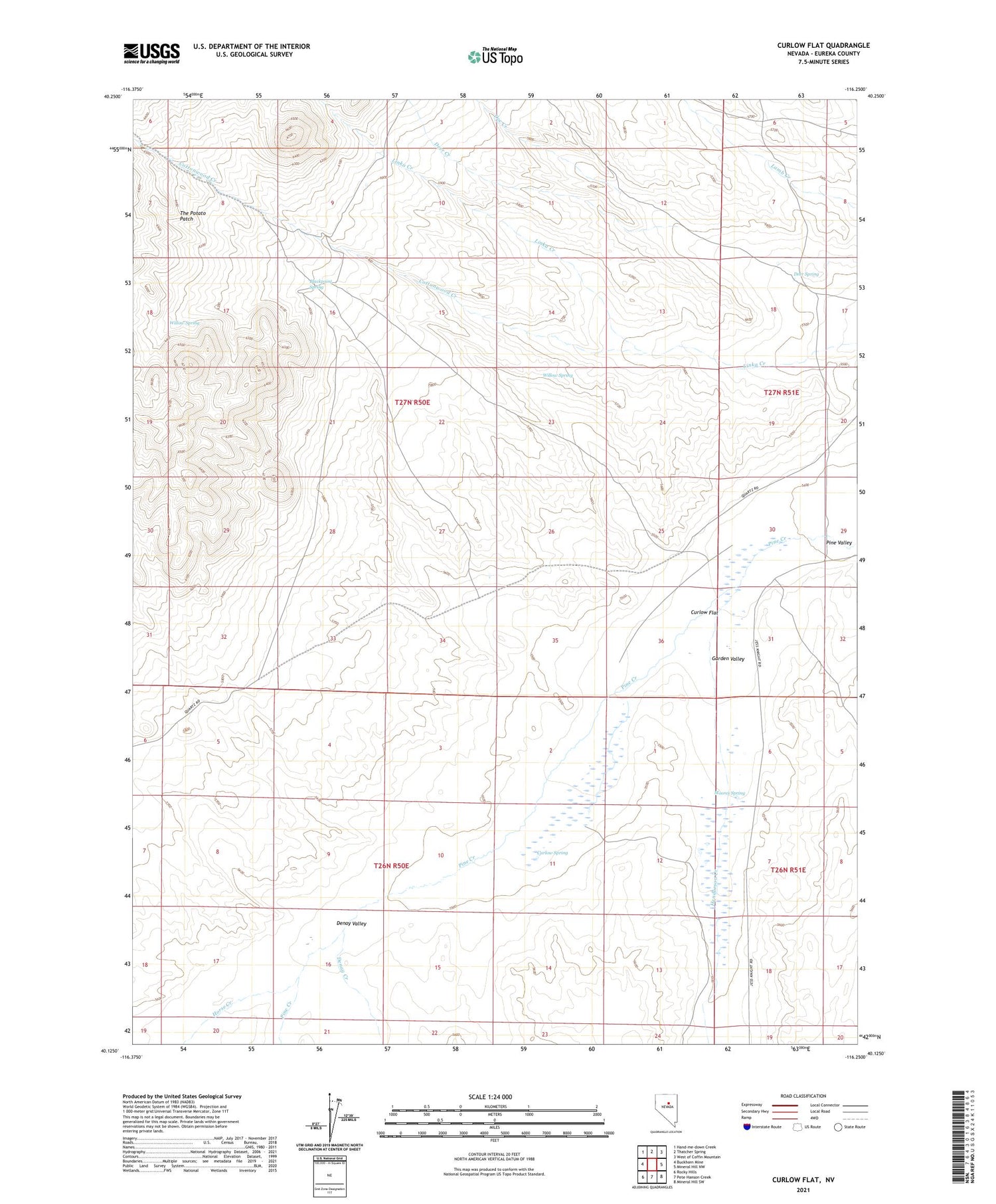 Curlow Flat Nevada US Topo Map Image